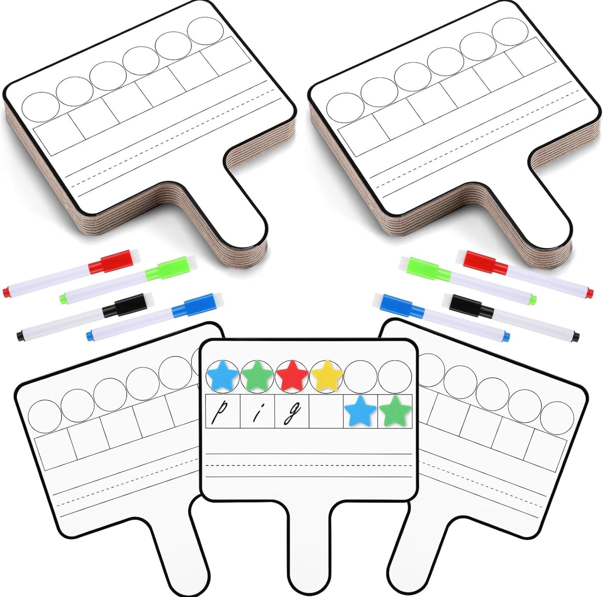 Jetec 8 Pcs Magnetic Paddle Set Phonemic Awareness Dry Erase Double Sided Handheld Answer Board Word Paddle with Dry Erase Markers Phonics Games for Students Kids Teaching (Star Shaped Counters) Jetec 8 Pcs Magnetic Paddle Set Phonemic Awareness Dry Erase Double Sided Handheld Answer Board Word Paddle with Dry Erase Markers Phonics Games for Students Kids Teaching (Star Shaped Counters)