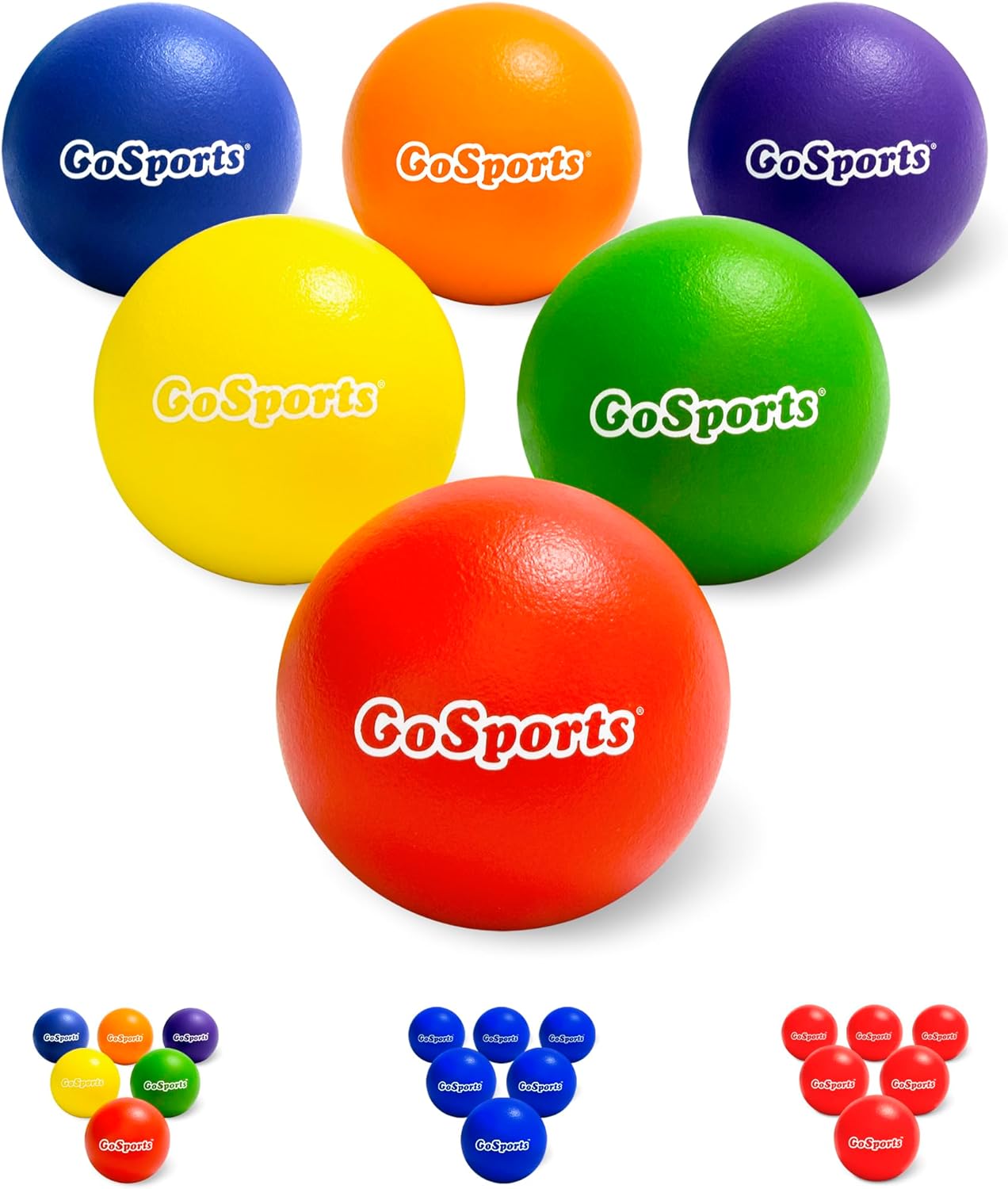 GoSports Soft Skin Foam Playground Dodgeballs – Choose 6 or 7 Inch No Sting Balls for Kids – Set of 6 Includes Mesh Carry Bag GoSports Soft Skin Foam Playground Dodgeballs – Choose 6 or 7 Inch No Sting Balls for Kids – Set of 6 Includes Mesh Carry Bag