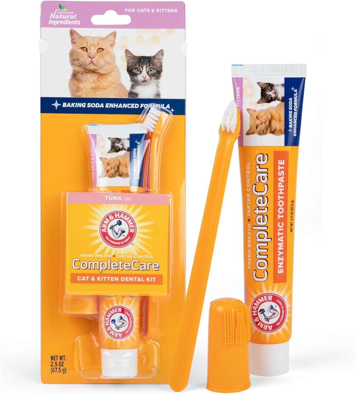 Arm & Hammer for Pets Complete Care Cat & Kitten Dental Kit | Includes 2.5 oz Tuna Flavor Enzymatic Cat Toothpaste, Cat Toothbrush, and Rubber Finger Brush for Cats Arm & Hammer for Pets Complete Care Cat & Kitten Dental Kit | Includes 2.5 oz Tuna Flavor Enzymatic Cat Toothpaste, Cat Toothbrush, and Rubber Finger Brush for Cats