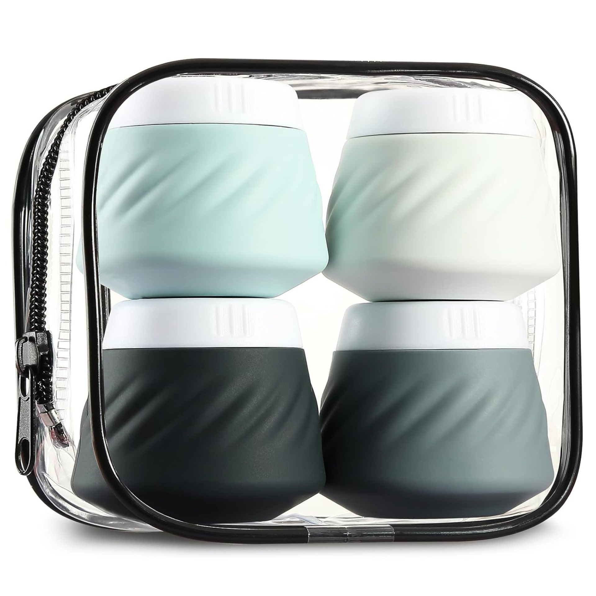 Gemice Travel Containers for Toiletries, Silicone Cream Jars TSA Approved Travel Size Containers with Clear Bag, Leak-proof Travel Accessories with Lid for Cosmetic Face Body Hand Cream (4 Pack) Gemice Travel Containers for Toiletries, Silicone Cream Jars TSA Approved Travel Size Containers with Clear Bag, Leak-proof Travel Accessories with Lid for Cosmetic Face Body Hand Cream (4 Pack)