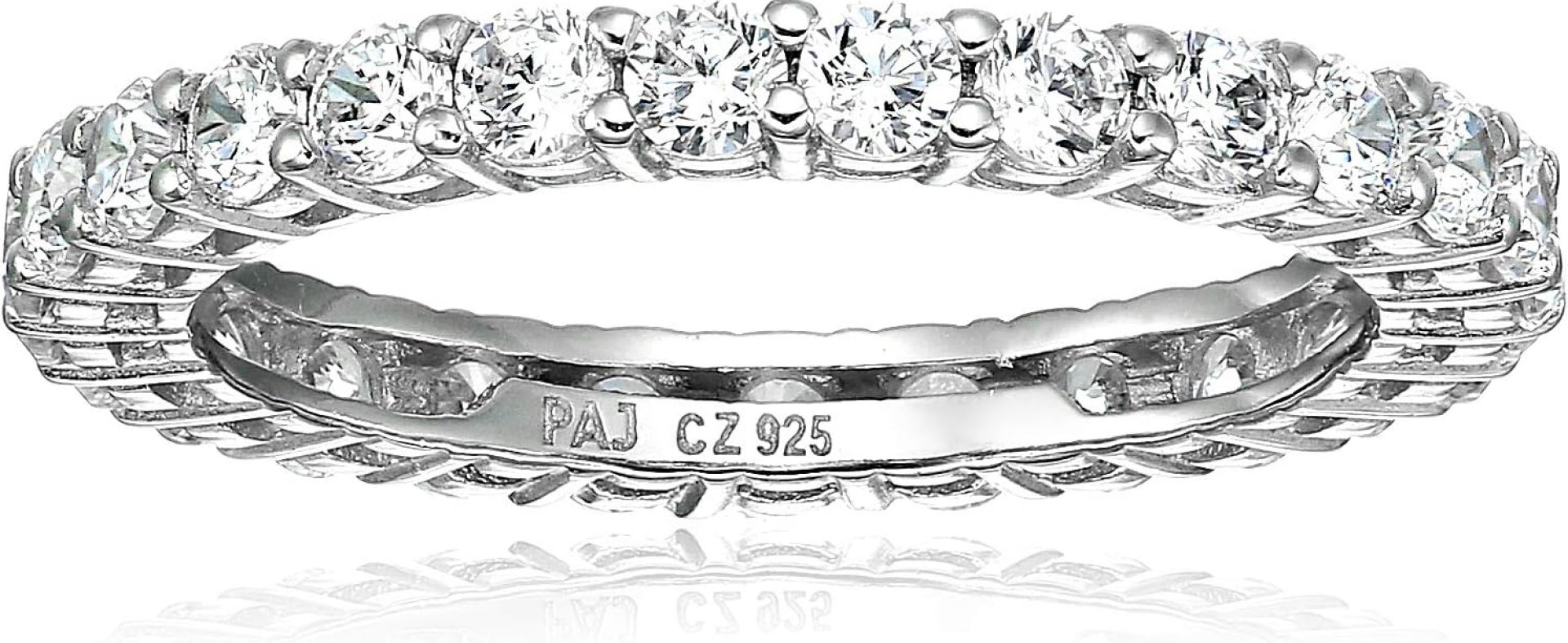 Amazon Essentials Eternity Band Cubic Zirconia Demi Fine Stacking Ring in Sterling Silver , (previously Amazon Collection) Amazon Essentials Eternity Band Cubic Zirconia Demi Fine Stacking Ring in Sterling Silver , (previously Amazon Collection)