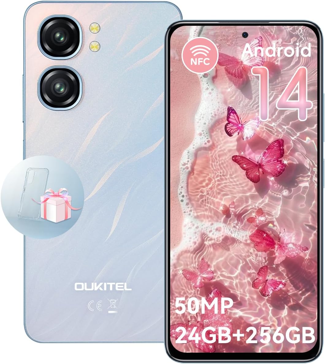 OUKITEL C58 Pro Unlocked Cell Phone – Android 14 Mobile Phone with 24(6+18) GB +256GB/1TB TF Expand, 6.7″ HD+ Screen 90Hz 50MP Main Camera 5150mAh Battery Smartphones, OTG/Dual SIM/NFC/T-Mobile OUKITEL C58 Pro Unlocked Cell Phone – Android 14 Mobile Phone with 24(6+18) GB +256GB/1TB TF Expand, 6.7″ HD+ Screen 90Hz 50MP Main Camera 5150mAh Battery Smartphones, OTG/Dual SIM/NFC/T-Mobile