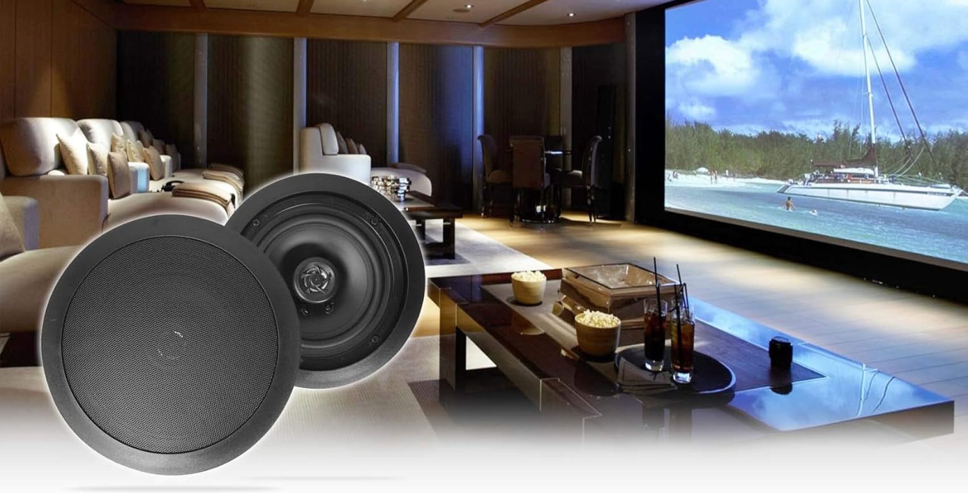 Rockville Pair HC655 Black 6.5″ 500 Watt in-Ceiling Home Theater Speakers 8-Ohm Rockville Pair HC655 Black 6.5″ 500 Watt in-Ceiling Home Theater Speakers 8-Ohm