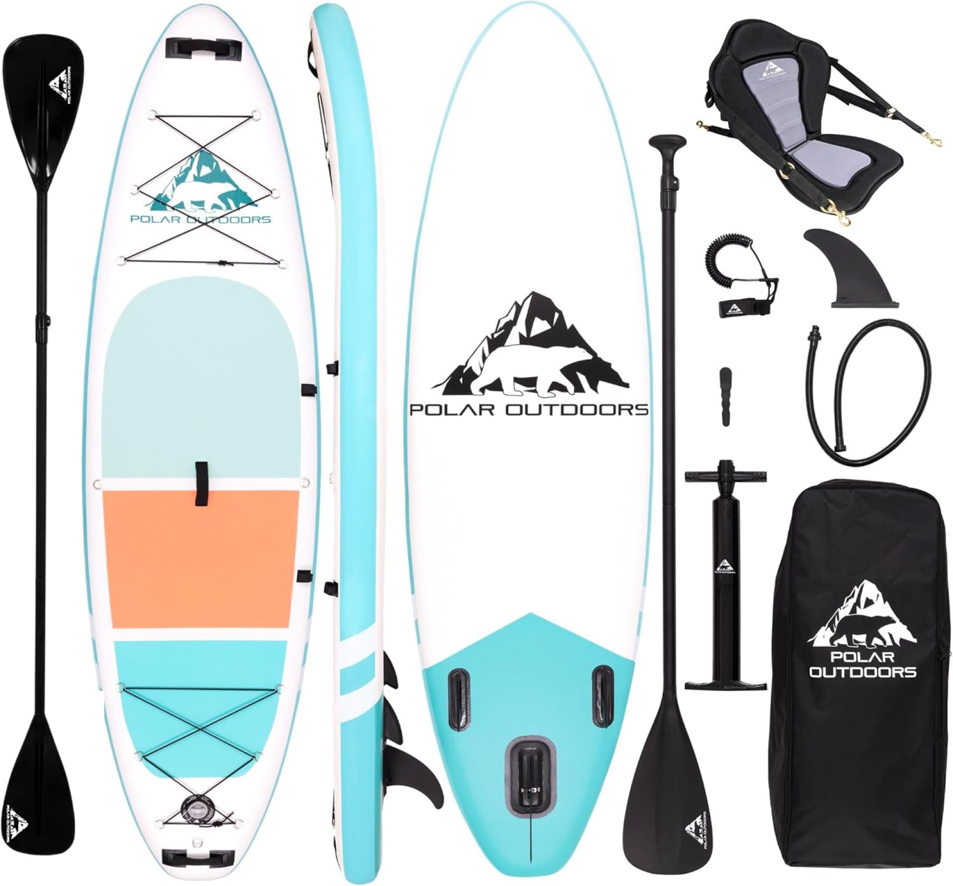 Polar Outdoors by Roc Inflatable Stand Up Paddle Board with Premium SUP Paddle Board Accessories, Wide Stable Design, Non-Slip Comfort Deck for Youth & Adults Polar Outdoors by Roc Inflatable Stand Up Paddle Board with Premium SUP Paddle Board Accessories, Wide Stable Design, Non-Slip Comfort Deck for Youth & Adults