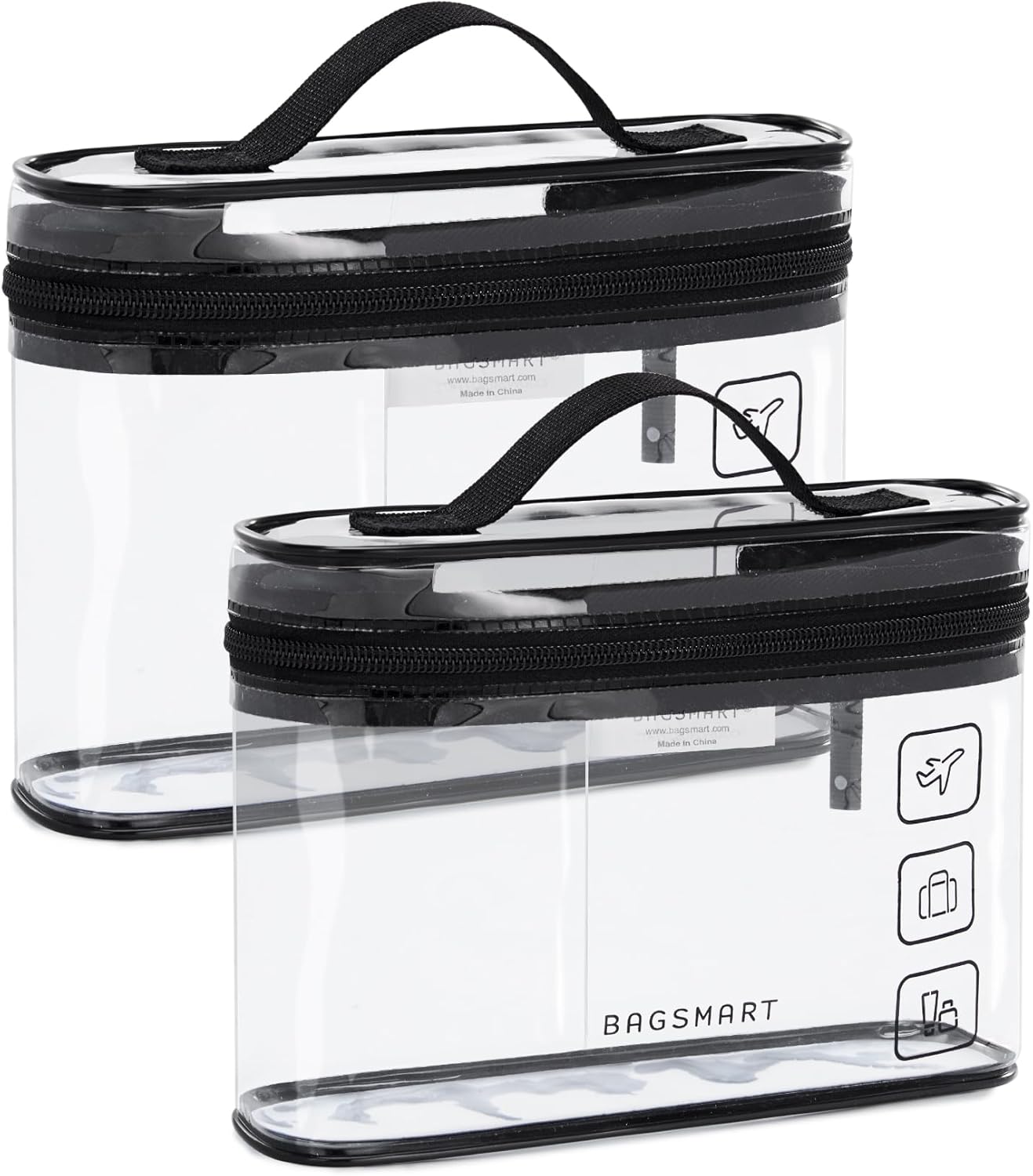 BAGSMART TSA Approved Toiletry Bag, 2 Pack Clear Makeup Cosmetic Bag Organizer, Quart Size Travel Bag for Toiletries, Carry-on Travel Accessories Essentials, Black-2pcs BAGSMART TSA Approved Toiletry Bag, 2 Pack Clear Makeup Cosmetic Bag Organizer, Quart Size Travel Bag for Toiletries, Carry-on Travel Accessories Essentials, Black-2pcs