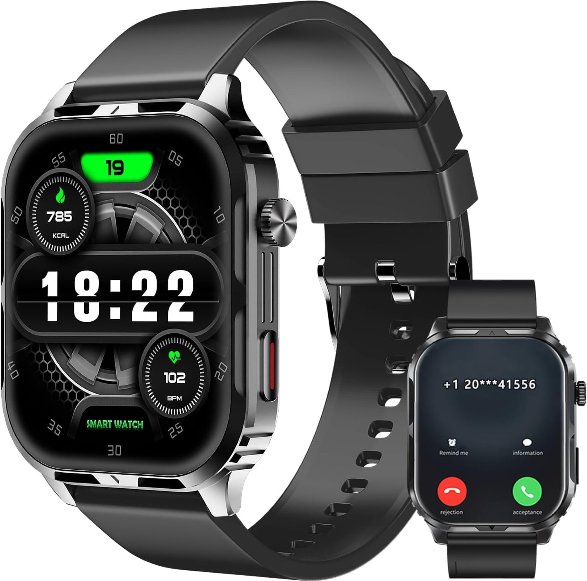 Smart Watch for Men Women with 2.1″ HD Screen Military Watches, Call & Text for Android iOS, Heart Rate & Activity Tracker, IP68 Waterproof, 100 Sport Modes Smart Watch for Men Women with 2.1″ HD Screen Military Watches, Call & Text for Android iOS, Heart Rate & Activity Tracker, IP68 Waterproof, 100 Sport Modes