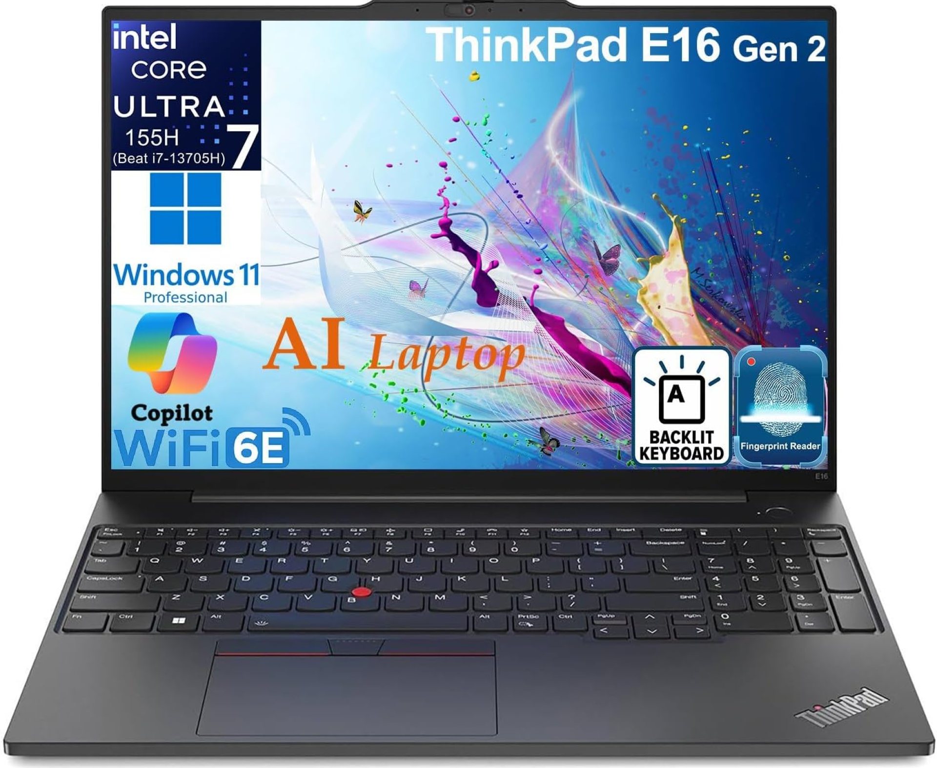 Lenovo ThinkPad E16 G2 Business Laptop Computer, Intel 16-Core Ultra 7 155H (Beat i7-13705H), 32GB DDR5 RAM, 1TB PCIe SSD, 16″ FHD+, WiFi 6E, Backlit Keyboard, Fingerprint Reader, W11 Pro, Vent-Hear Lenovo ThinkPad E16 G2 Business Laptop Computer, Intel 16-Core Ultra 7 155H (Beat i7-13705H), 32GB DDR5 RAM, 1TB PCIe SSD, 16″ FHD+, WiFi 6E, Backlit Keyboard, Fingerprint Reader, W11 Pro, Vent-Hear