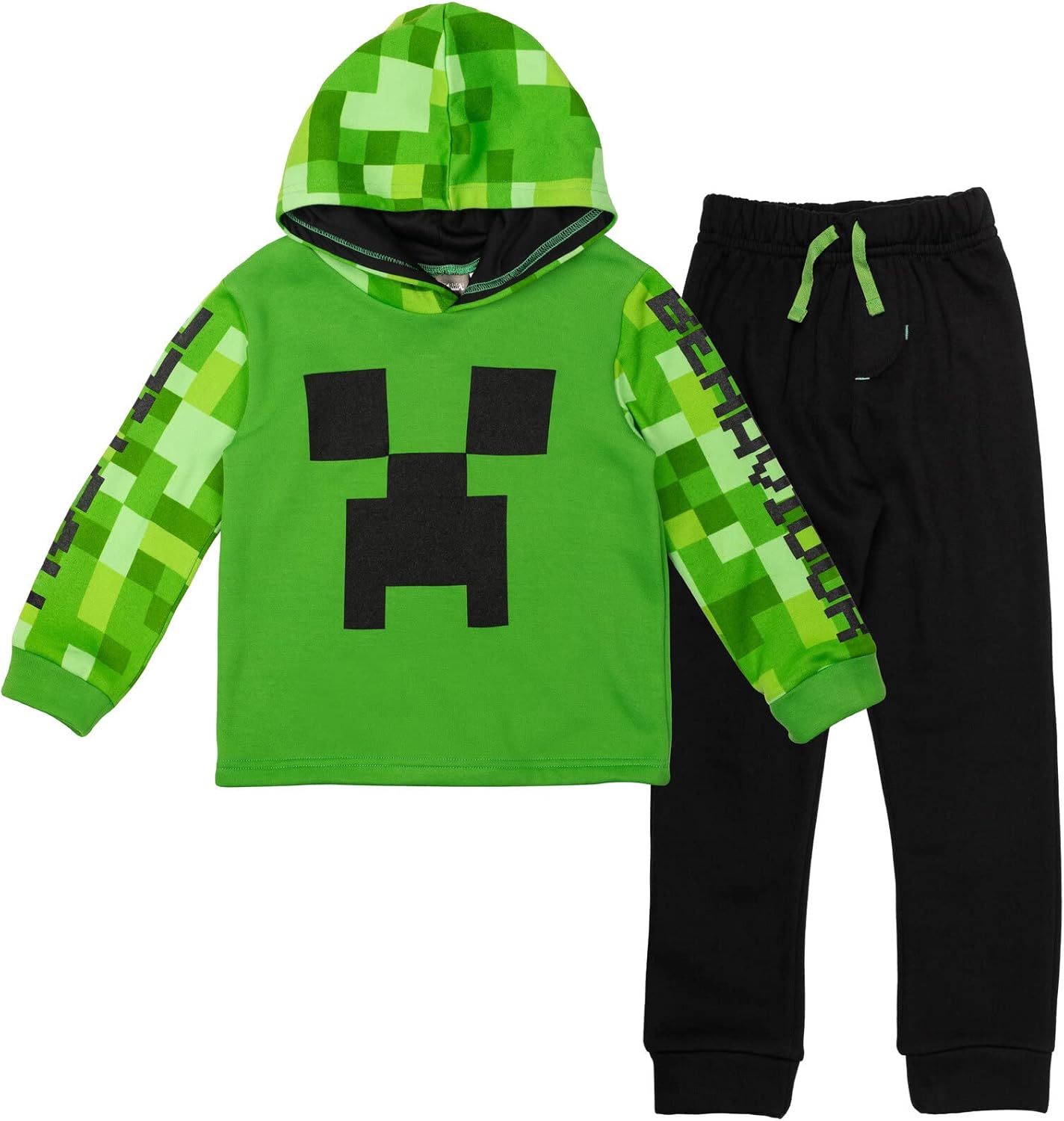 Minecraft Creeper Fleece Pullover Hoodie and Pants Outfit Set Little Kid to Big Kid Minecraft Creeper Fleece Pullover Hoodie and Pants Outfit Set Little Kid to Big Kid