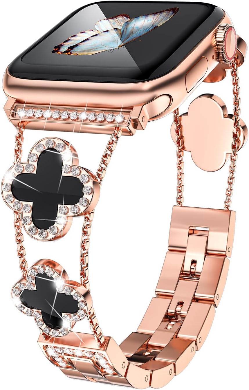 Diamond Metal Bands Add Sparkle to Your Watch For Apple Watch Series 10/9/8/7/6/5/4/3/2/1SE/Ultra Clover Simple and Stylish Compatible with 38mm40mm41mm42mm44mm45mm 46mm49mm Women’s Wear Diamond Metal Bands Add Sparkle to Your Watch For Apple Watch Series 10/9/8/7/6/5/4/3/2/1SE/Ultra Clover Simple and Stylish Compatible with 38mm40mm41mm42mm44mm45mm 46mm49mm Women’s Wear