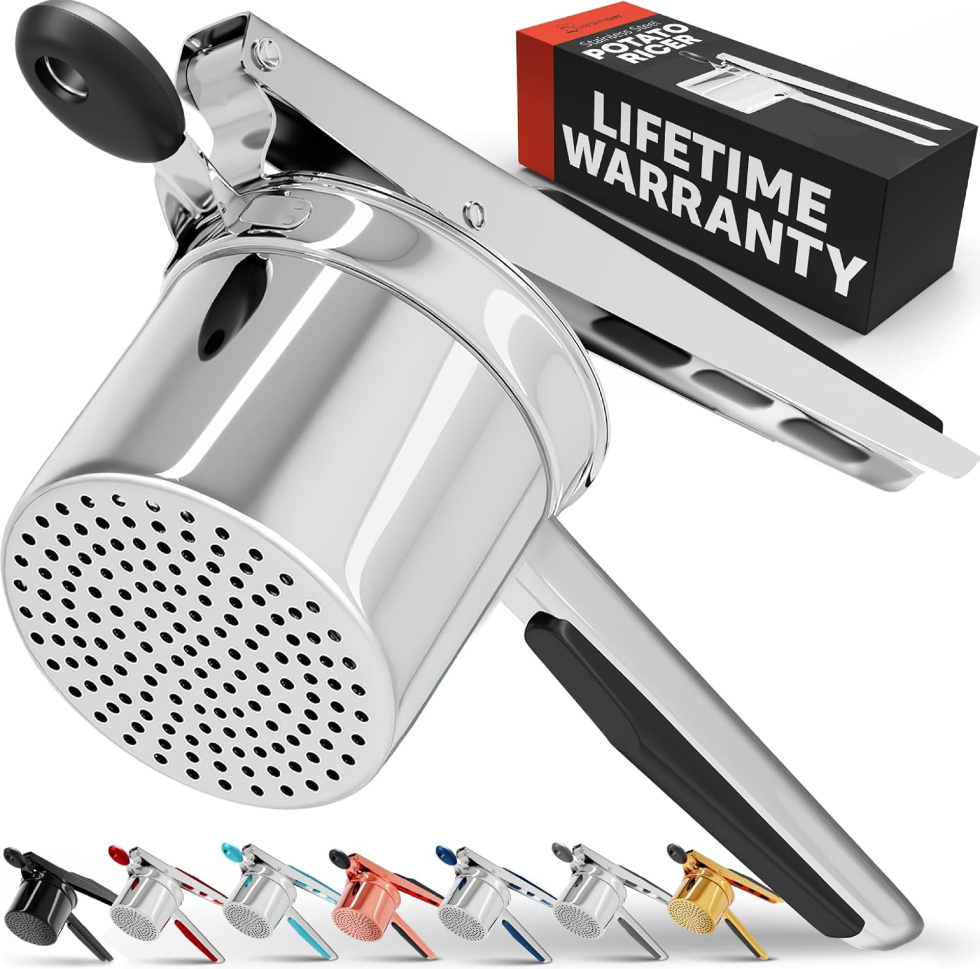 PriorityChef Large 15oz Potato Ricer, Heavy Duty Stainless Steel Potato Masher and Ricer Kitchen Tool, Press and Mash Kitchen Gadget For Perfect Mashed Potatoes – Everytime PriorityChef Large 15oz Potato Ricer, Heavy Duty Stainless Steel Potato Masher and Ricer Kitchen Tool, Press and Mash Kitchen Gadget For Perfect Mashed Potatoes – Everytime