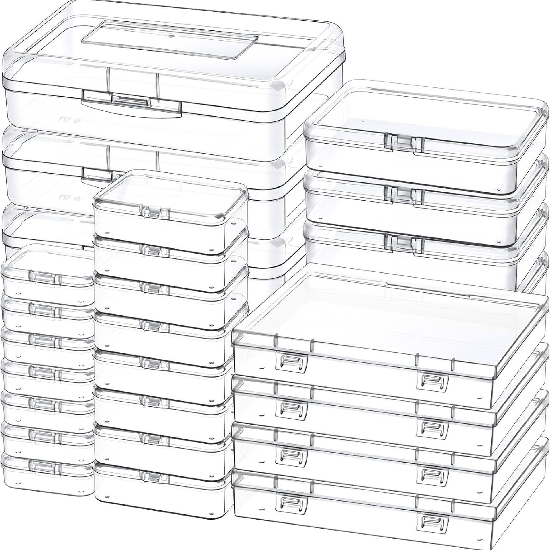 28 Pack Mixed Sizes Small Plastic Storage Containers, Mini Rectangular Small Items Organizer Boxes with Hinged Lids and Labels for Craft Jewelry Beads 28 Pack Mixed Sizes Small Plastic Storage Containers, Mini Rectangular Small Items Organizer Boxes with Hinged Lids and Labels for Craft Jewelry Beads
