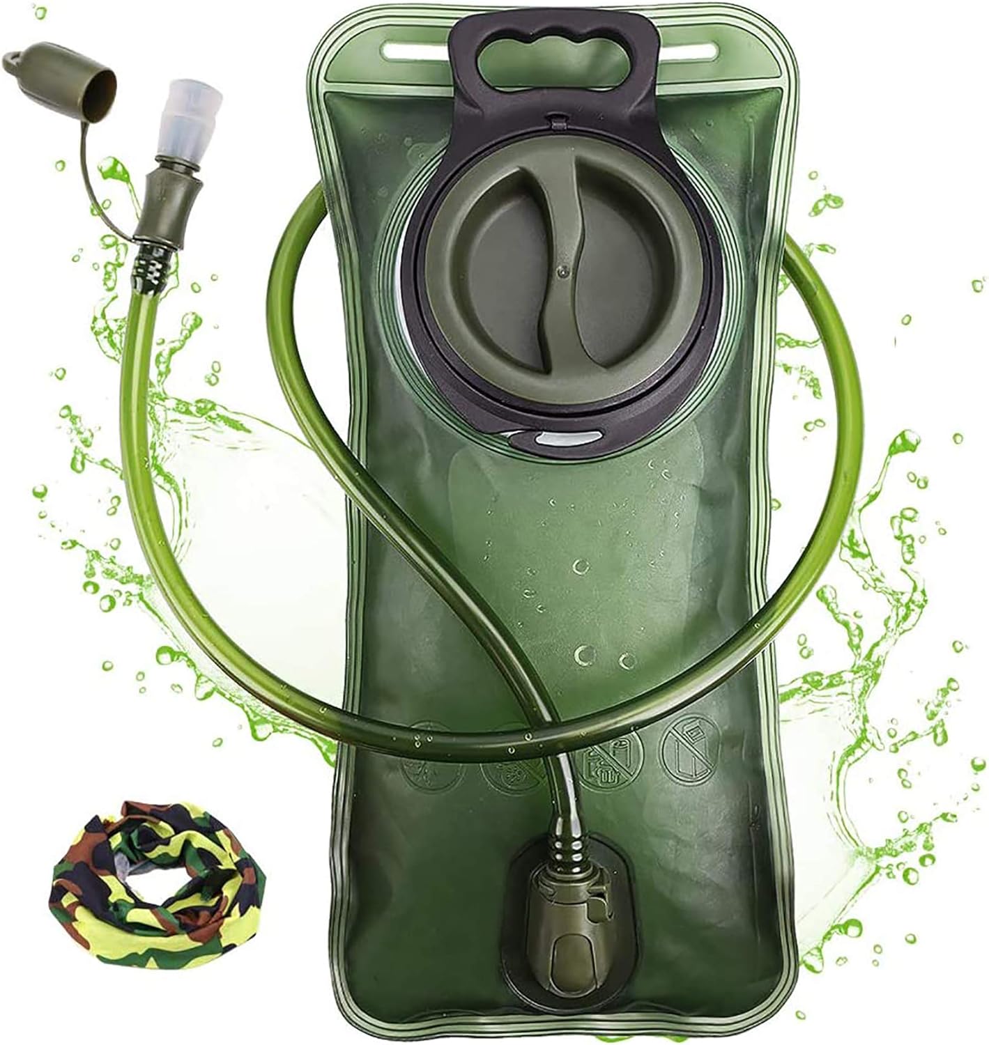 Hydration Bladder, 1.5L-2L-3L Water Bladder for Hiking Backpack Leak Proof Water Reservoir Storage Bag, BPA-Free Water Pouch Hydration Pack for Camping Cycling Running, Military Green 1.5-2-3 Liter Hydration Bladder, 1.5L-2L-3L Water Bladder for Hiking Backpack Leak Proof Water Reservoir Storage Bag, BPA-Free Water Pouch Hydration Pack for Camping Cycling Running, Military Green 1.5-2-3 Liter