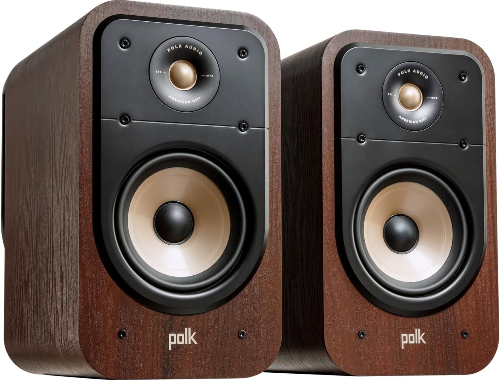 Polk Signature Elite ES20 Bookshelf Speaker – Hi-Res Audio Certified, Dolby Atmos & DTS:X Compatible, 1″ Tweeter & 6.5″ Woofer, Power Port Technology for Effortless Bass (Pair, Contemporary Walnut) Polk Signature Elite ES20 Bookshelf Speaker – Hi-Res Audio Certified, Dolby Atmos & DTS:X Compatible, 1″ Tweeter & 6.5″ Woofer, Power Port Technology for Effortless Bass (Pair, Contemporary Walnut)