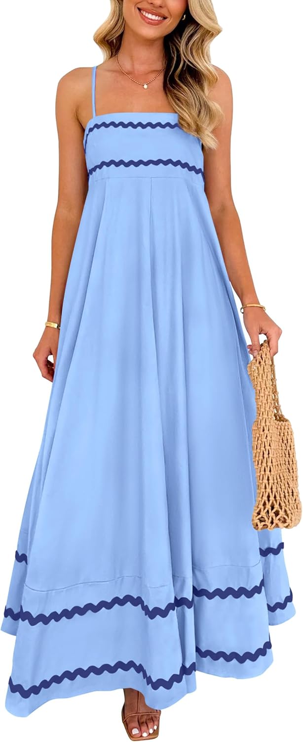 PRETTYGARDEN Women’s 2025 Summer Flowy Maxi Dress Casual Sleeveless Spaghetti Strap Ruffle Beach Long Dresses PRETTYGARDEN Women’s 2025 Summer Flowy Maxi Dress Casual Sleeveless Spaghetti Strap Ruffle Beach Long Dresses
