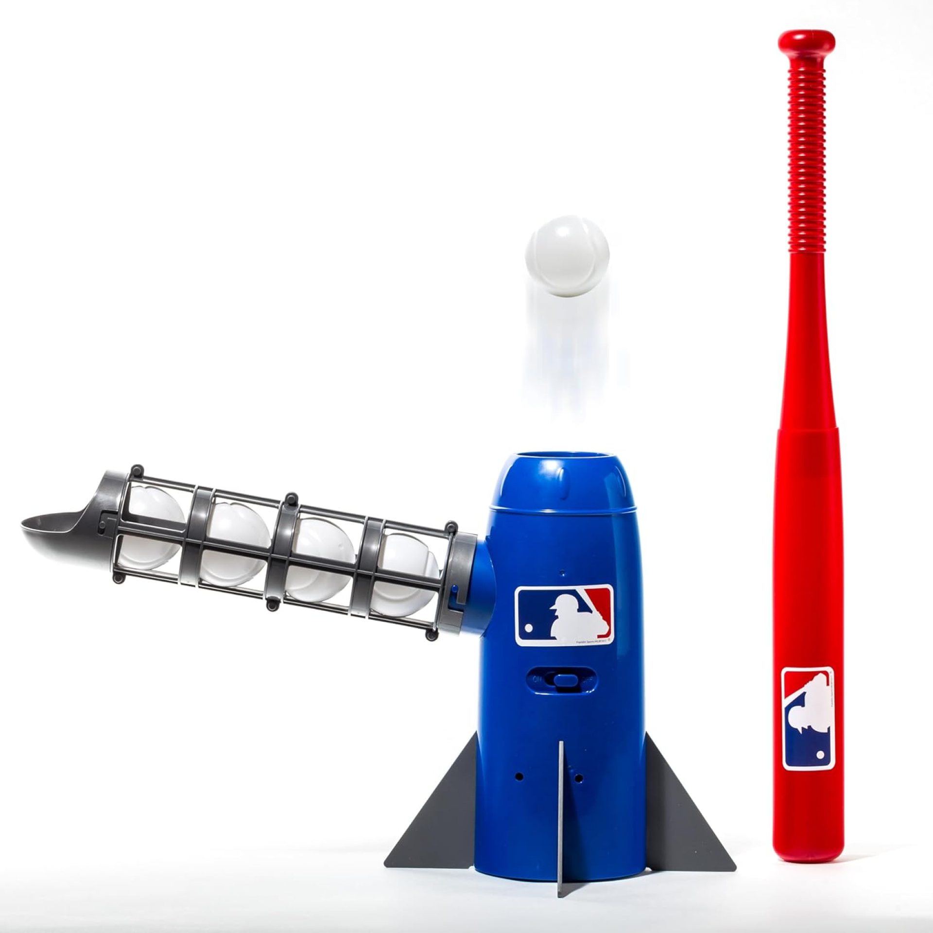 Franklin Sports MLB Kids Pitching Machine – POP ROCKET Kids Baseball Trainer – Includes 5 Plastic Baseballs & Baseball Bat, Multicolor Medium Franklin Sports MLB Kids Pitching Machine – POP ROCKET Kids Baseball Trainer – Includes 5 Plastic Baseballs & Baseball Bat, Multicolor Medium