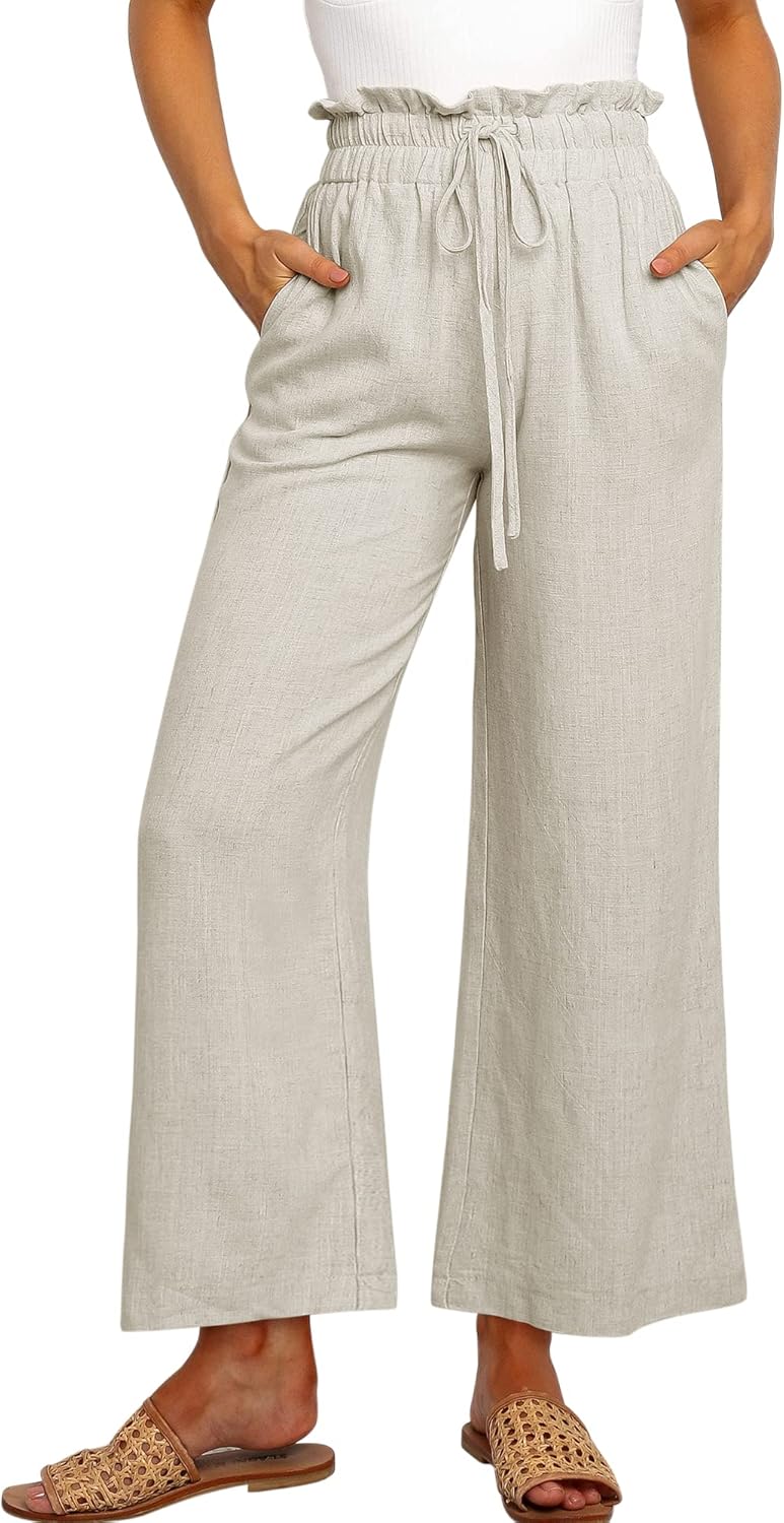 ANRABESS Women Linen Pants Casual Loose High Waist Boho Wide Leg Cropped Palazzo Beach Pants Summer Outfits 2025 Trendy ANRABESS Women Linen Pants Casual Loose High Waist Boho Wide Leg Cropped Palazzo Beach Pants Summer Outfits 2025 Trendy