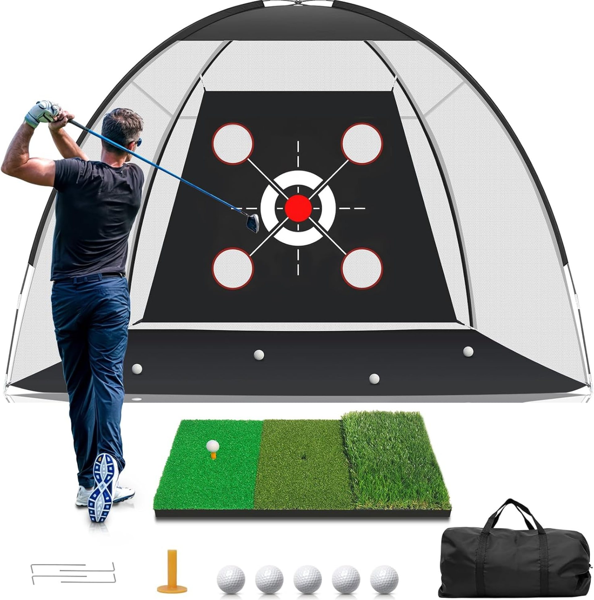 Golf Net with Practice Mat,Golf Hitting Aid Nets 10x7FT for Backyard Driving Chipping Training Swing with Target Mat Balls for Outdoor Indoor,Gifts for Men Dad Him and Golfer Golf Net with Practice Mat,Golf Hitting Aid Nets 10x7FT for Backyard Driving Chipping Training Swing with Target Mat Balls for Outdoor Indoor,Gifts for Men Dad Him and Golfer