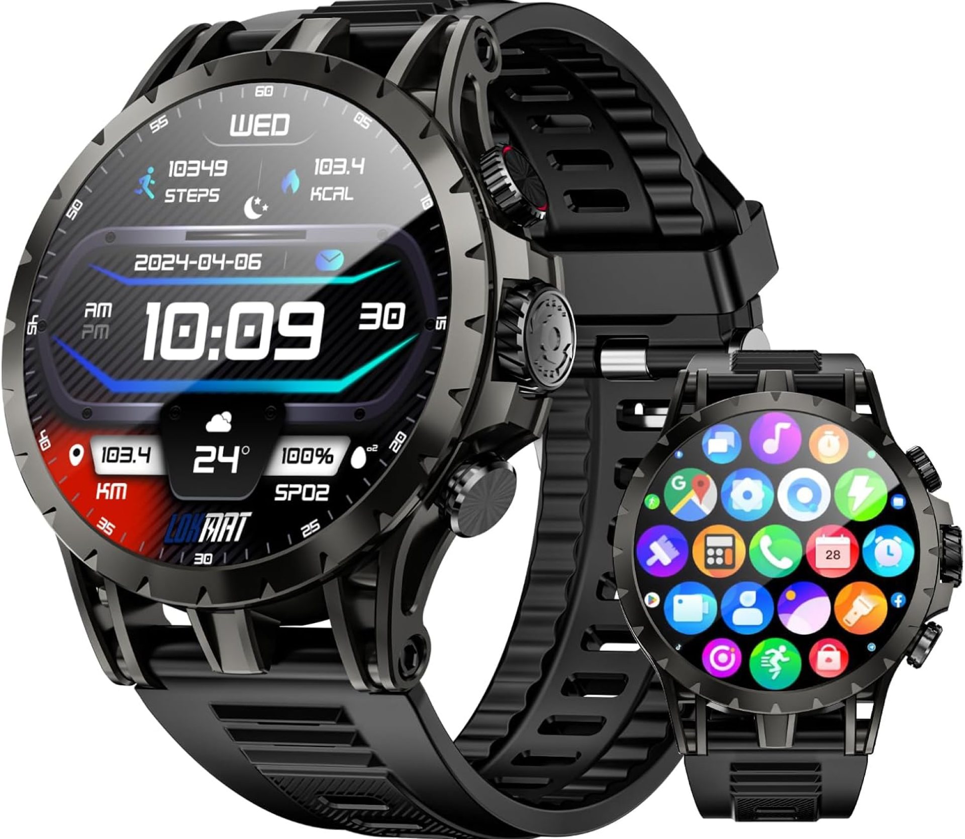LOKMAT 4G SIM Card Smart Watch, 1.508” AMOLED Screen 3GB+32GB Smartwatch for Men Women with Rotating Camera WiFi GPS, Android 8.1 Fitness Activity Tracker Watch LOKMAT 4G SIM Card Smart Watch, 1.508” AMOLED Screen 3GB+32GB Smartwatch for Men Women with Rotating Camera WiFi GPS, Android 8.1 Fitness Activity Tracker Watch
