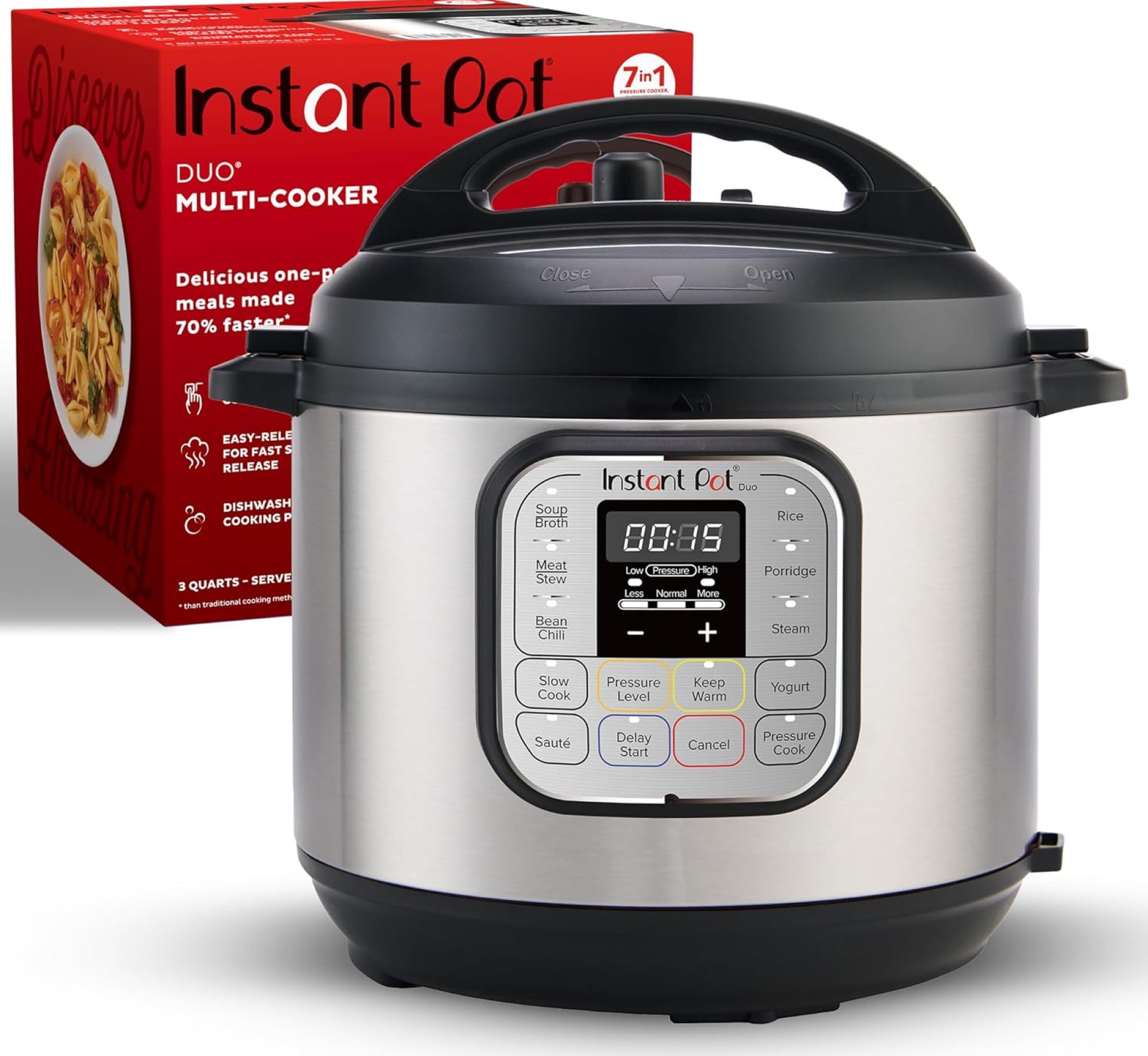 Instant Pot Duo 7-in-1 Mini Electric Pressure Cooker, Slow Rice Cooker, Steamer, Sauté, Yogurt Maker, Warmer & Sterilizer, Includes Free App with over 1900 Recipes, Stainless Steel, 3 Quart Instant Pot Duo 7-in-1 Mini Electric Pressure Cooker, Slow Rice Cooker, Steamer, Sauté, Yogurt Maker, Warmer & Sterilizer, Includes Free App with over 1900 Recipes, Stainless Steel, 3 Quart