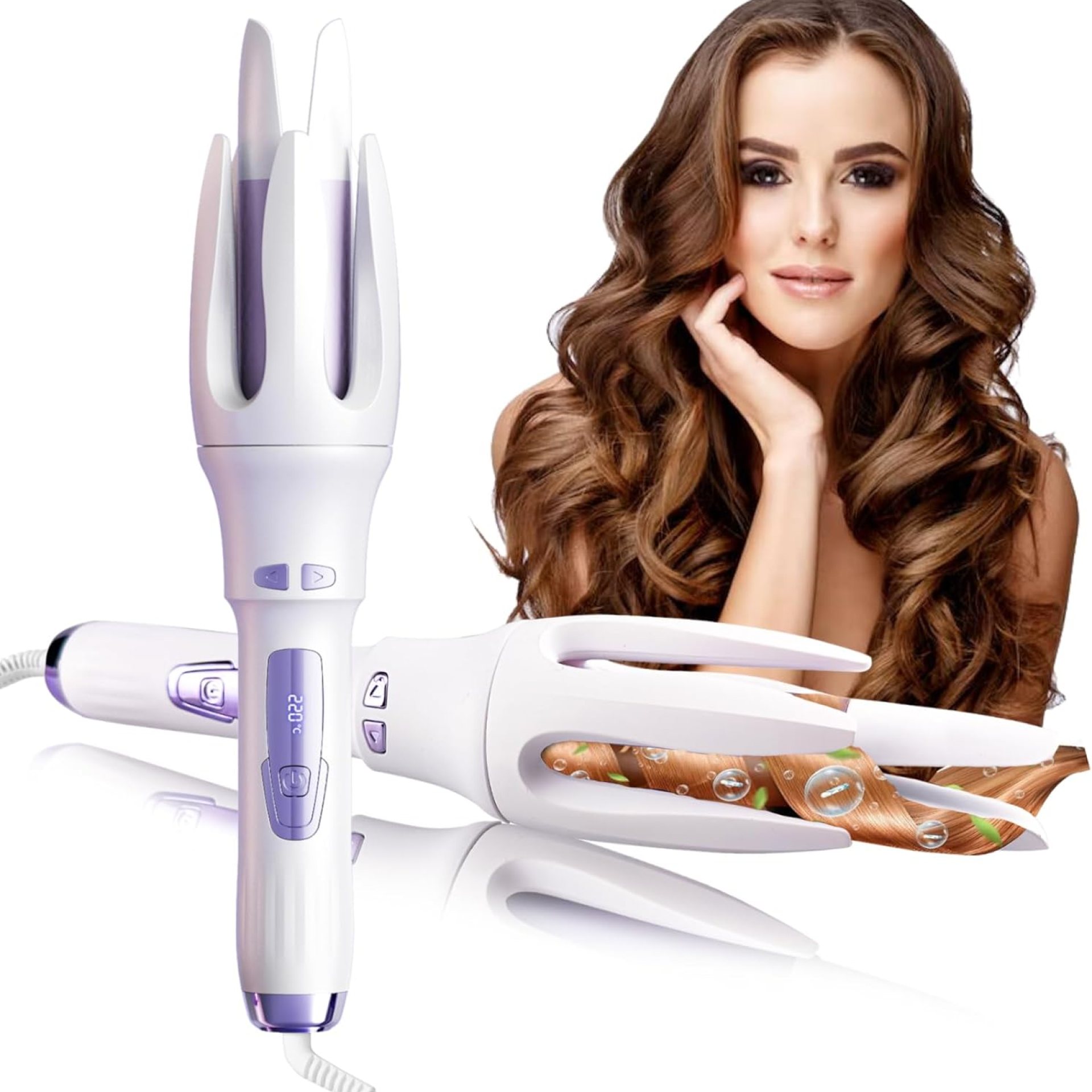Automatic Hair Curler,Automatic Curling Iron with 4 Temperatures,Dual Voltage Rotating Curling Iron with 1 1/4 inch Fast Heating and Auto Shut-Off for Professional Hair Styling Automatic Hair Curler,Automatic Curling Iron with 4 Temperatures,Dual Voltage Rotating Curling Iron with 1 1/4 inch Fast Heating and Auto Shut-Off for Professional Hair Styling
