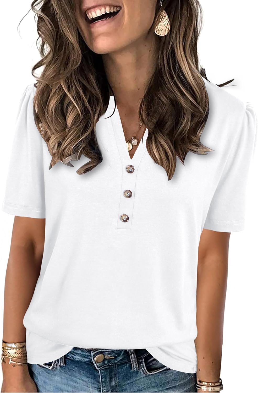 Womens Tops Summer 2025 Short Sleeve Casual Shirts Fashion Loose Fit Clothes Womens Tops Summer 2025 Short Sleeve Casual Shirts Fashion Loose Fit Clothes