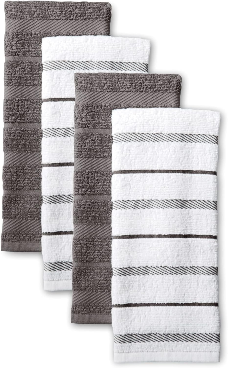 KitchenAid Albany Kitchen Towel 4-Pack Set, Charcoal Grey/White, 16″x26″ KitchenAid Albany Kitchen Towel 4-Pack Set, Charcoal Grey/White, 16″x26″