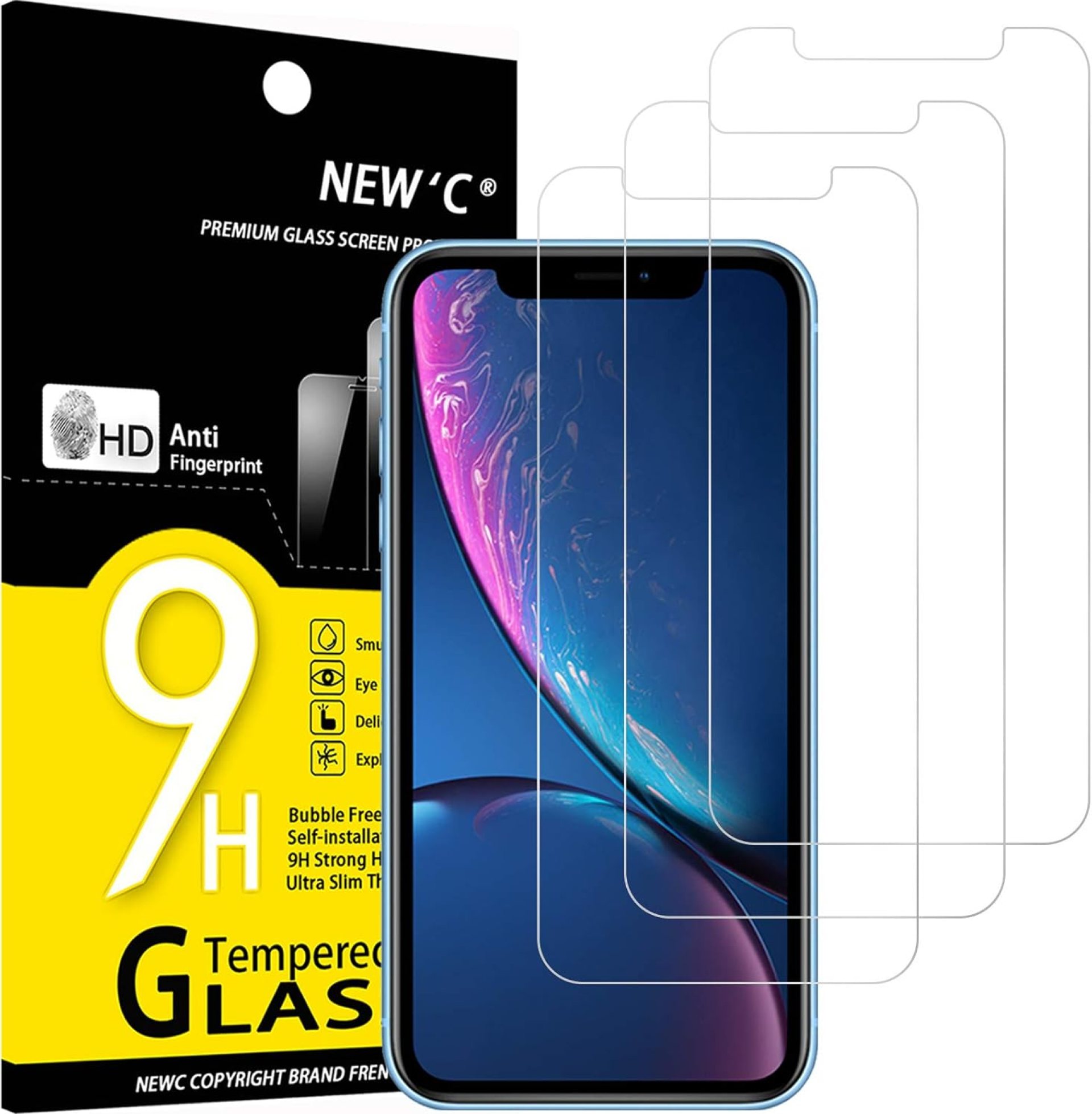 NEW’C 3 Pack Designed for iPhone 11 and iPhone XR (6.1″) Screen Protector Tempered Glass, Case Friendly Anti Scratch Bubble Free Ultra Resistant NEW’C 3 Pack Designed for iPhone 11 and iPhone XR (6.1″) Screen Protector Tempered Glass, Case Friendly Anti Scratch Bubble Free Ultra Resistant