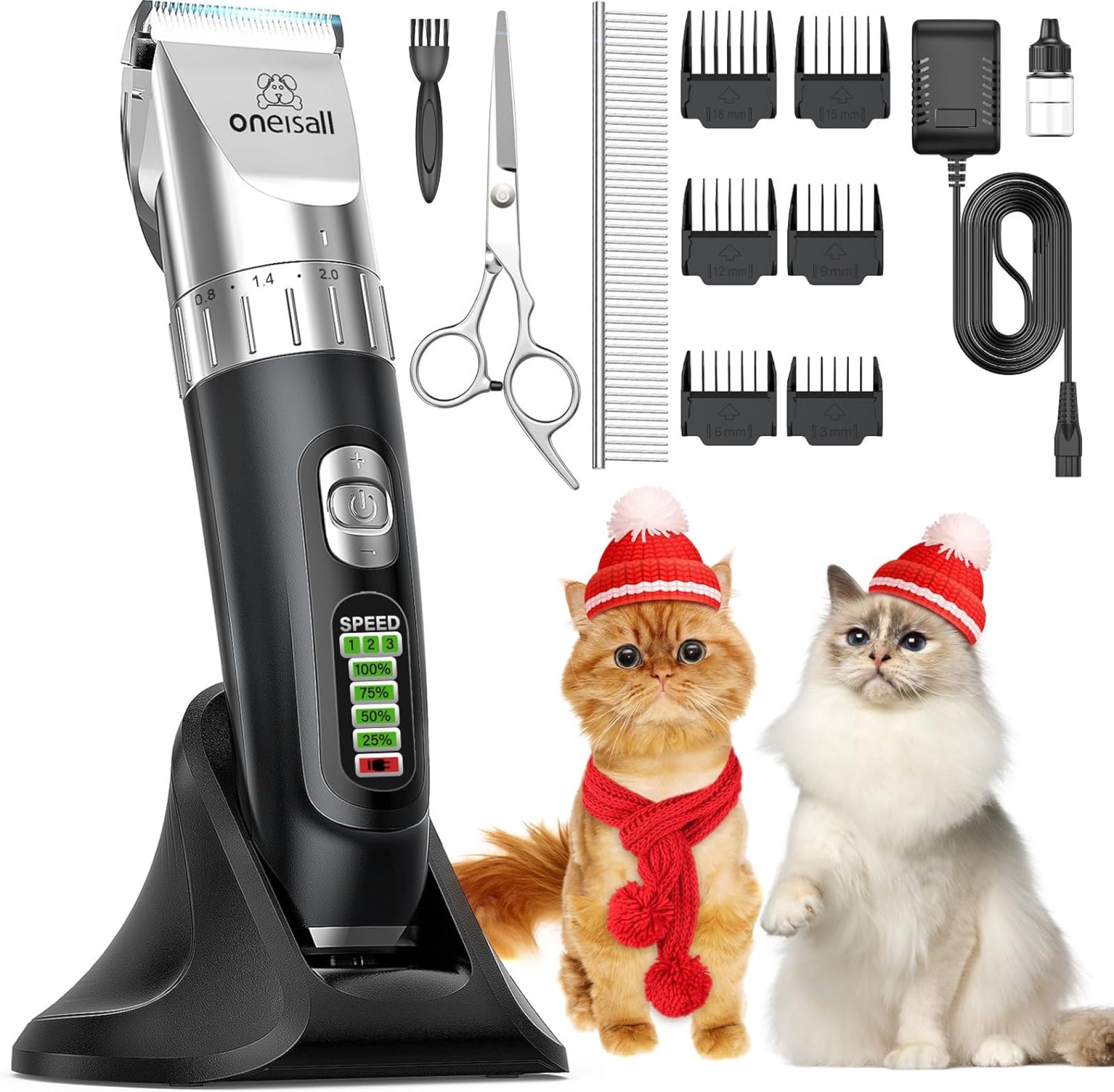 oneisall Cat Clippers,Quiet Cat Hair Trimmer for Matted Hair,Rechargeable Cat Grooming Supplies for Thick/Curly/Fin Hair,Cordless Cat Grooming Kit oneisall Cat Clippers,Quiet Cat Hair Trimmer for Matted Hair,Rechargeable Cat Grooming Supplies for Thick/Curly/Fin Hair,Cordless Cat Grooming Kit