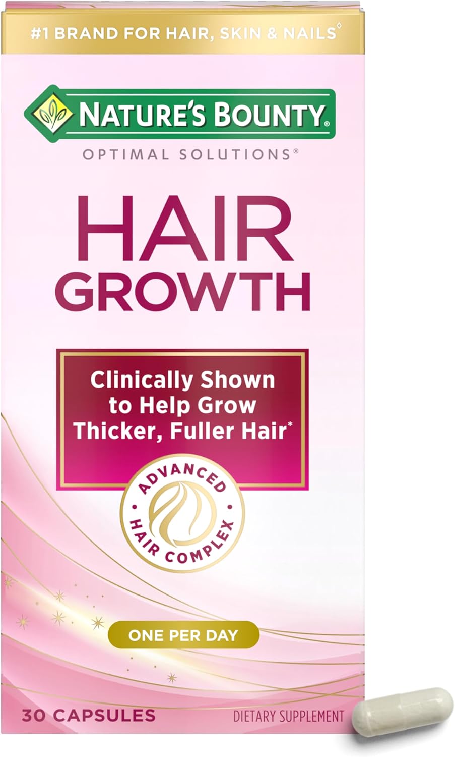Nature’s Bounty Hair Growth Supplement, 1 Per Day, Clinically Shown to Support Thicker, Fuller Hair, with Biotin, Silicon & Arginine, 30 Capsules Nature’s Bounty Hair Growth Supplement, 1 Per Day, Clinically Shown to Support Thicker, Fuller Hair, with Biotin, Silicon & Arginine, 30 Capsules