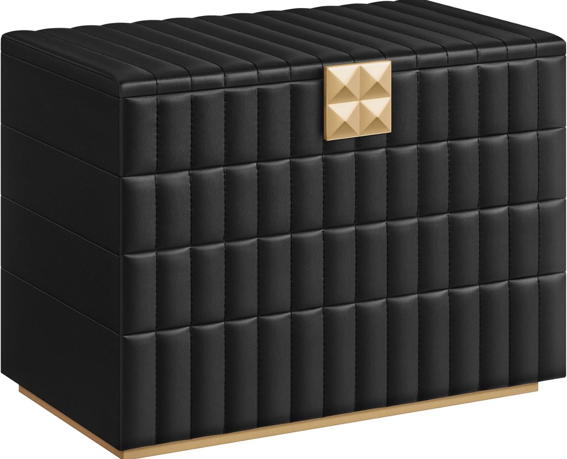 SONGMICS HOME Stackable Jewelry Box with Mirror, 4-Tier Jewelry Storage Organizer, PU Surface with Stitching, Floating Effect, 6.7 x 11 x 8 Inches, Ink Black, ANAH Collection UJBC181B01 SONGMICS HOME Stackable Jewelry Box with Mirror, 4-Tier Jewelry Storage Organizer, PU Surface with Stitching, Floating Effect, 6.7 x 11 x 8 Inches, Ink Black, ANAH Collection UJBC181B01
