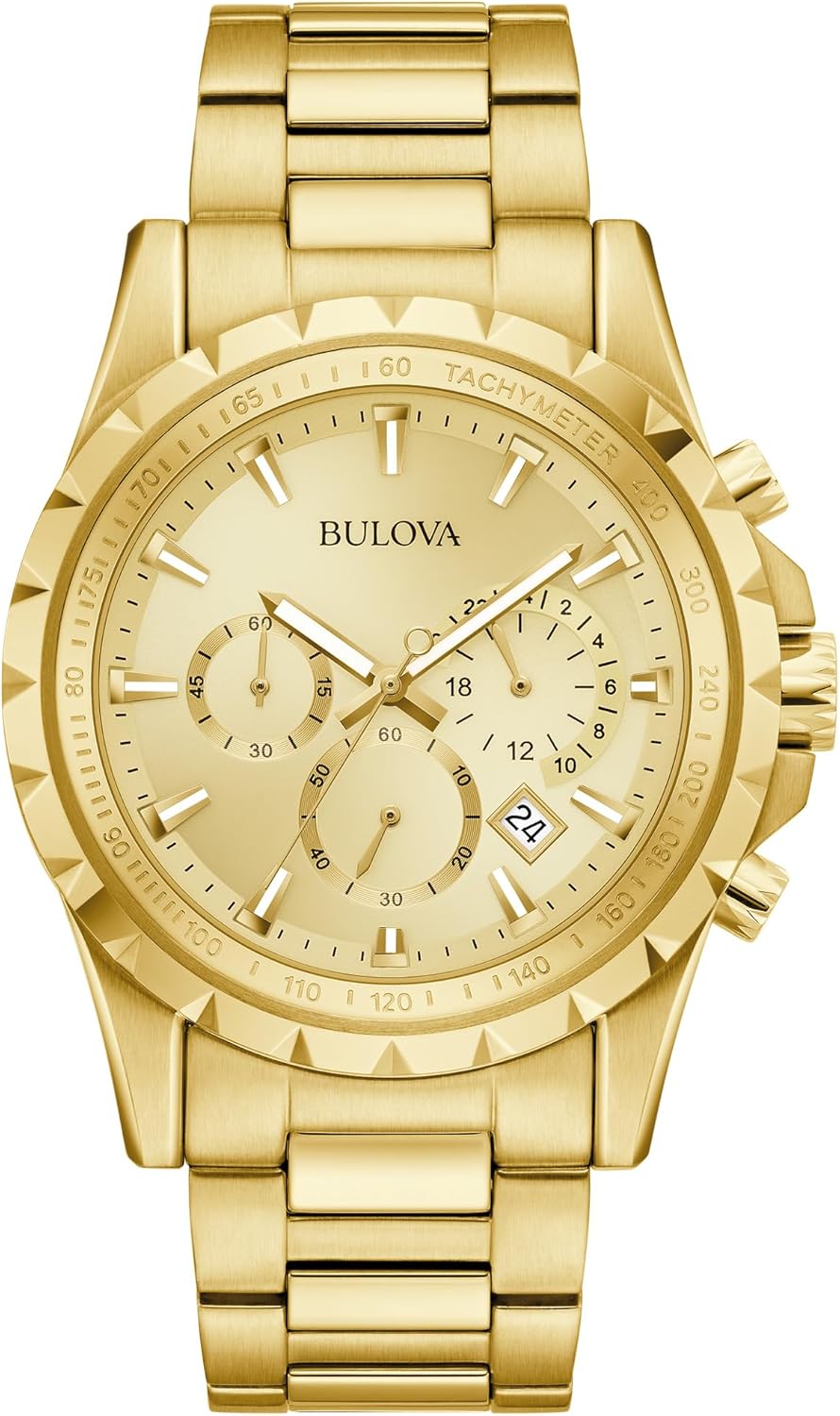 Bulova Men’s Dress Classic 6-Hand Chronograph Quartz Gold Stainless Steel Watch, 24 Hour Time, Calendar, 42mm, Style:97B119 Bulova Men’s Dress Classic 6-Hand Chronograph Quartz Gold Stainless Steel Watch, 24 Hour Time, Calendar, 42mm, Style:97B119