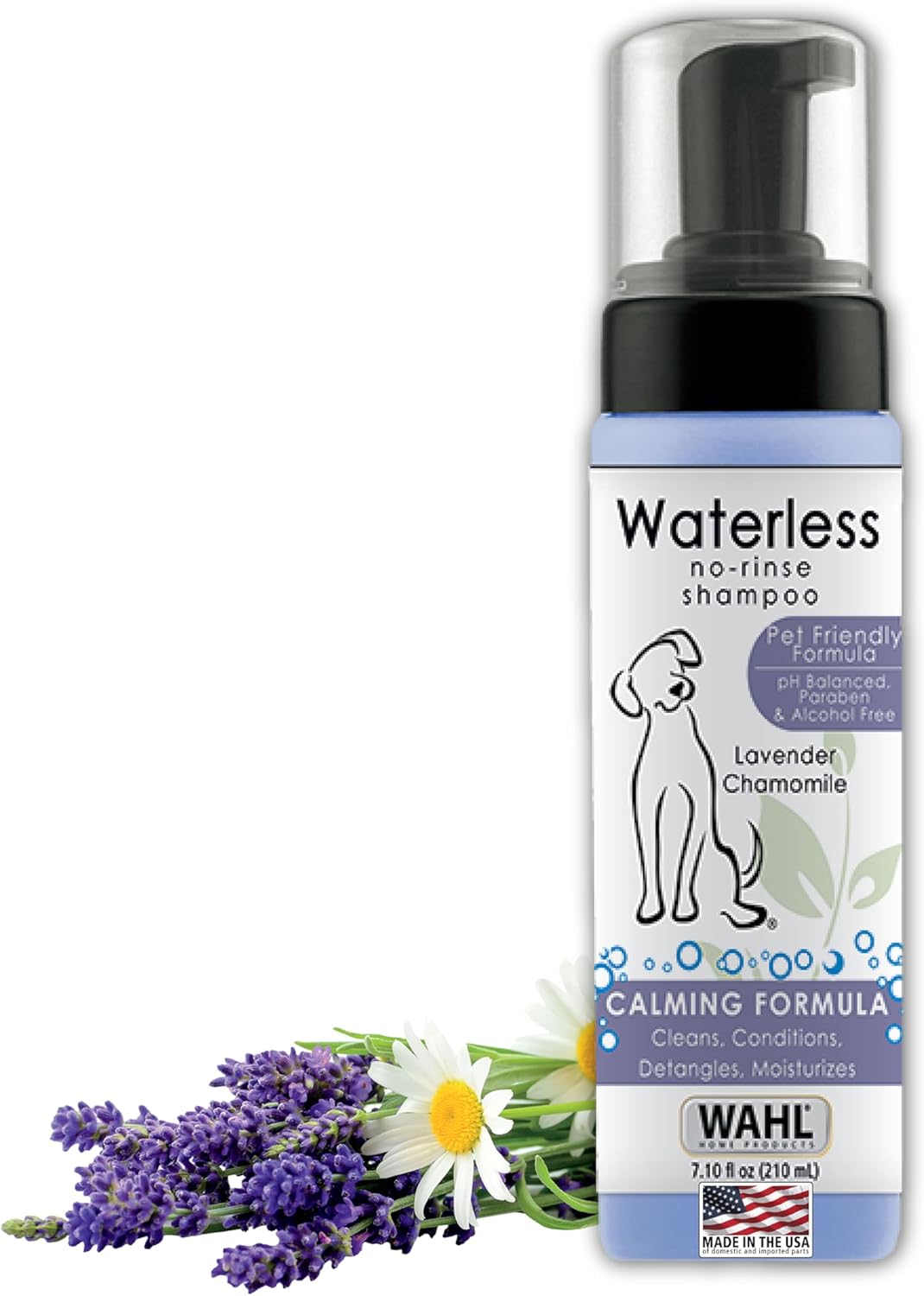 Wahl USA Pet Friendly Waterless No Rinse Shampoo for Animals – Lavender & Chamomile for Cleaning, Conditioning, Detangling, & Moisturizing Dogs & Cats – 7.1 Oz – Model 820014A Wahl USA Pet Friendly Waterless No Rinse Shampoo for Animals – Lavender & Chamomile for Cleaning, Conditioning, Detangling, & Moisturizing Dogs & Cats – 7.1 Oz – Model 820014A