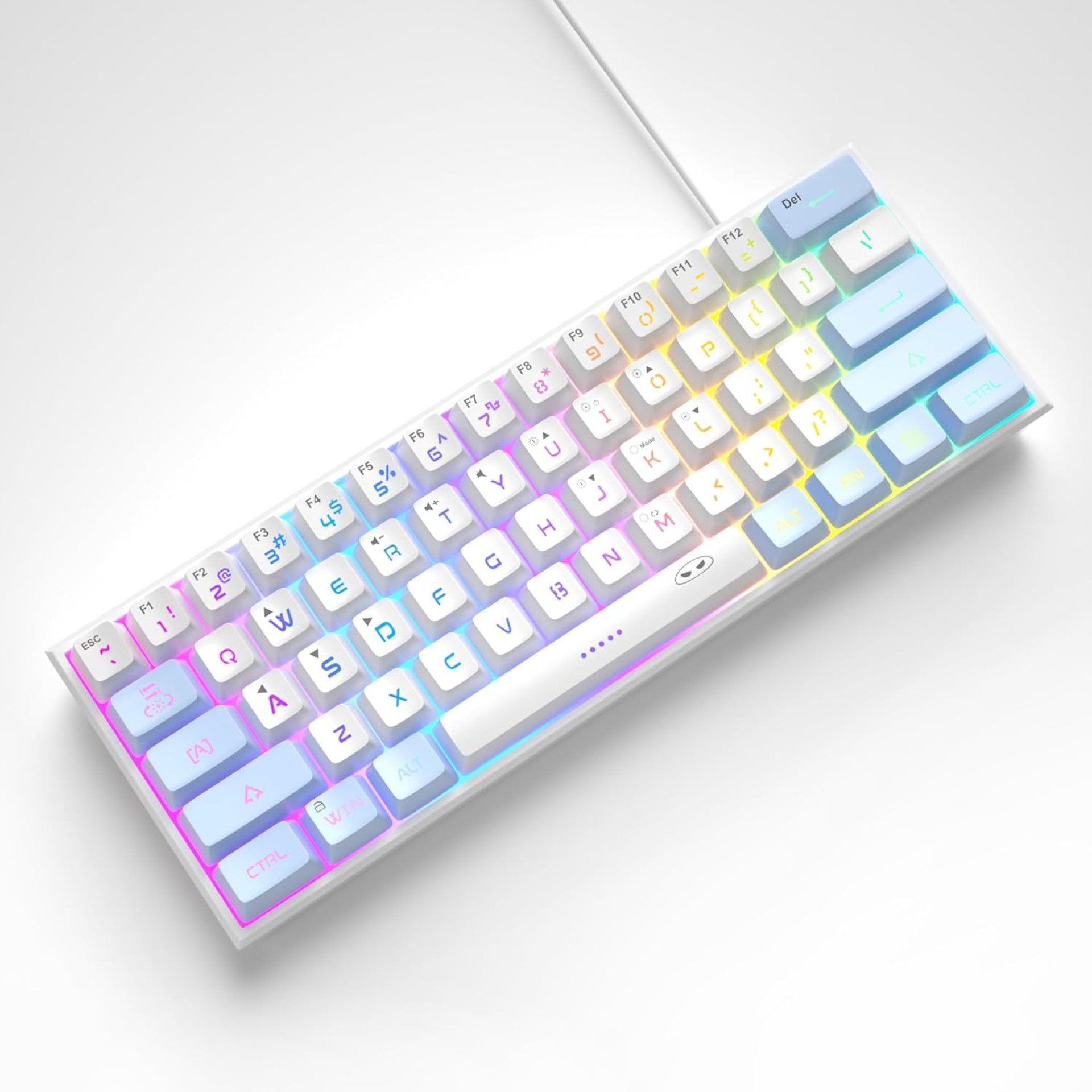 MageGee Mini 60% Gaming Keyboard, RGB Backlit 61 Key Ultra-Compact Keyboard, TS91 Ergonomic Waterproof Mechanical Feeling Office Computer Keyboard for PC, MAC, PS4, Xbox ONE Gamer(Blue White)…… MageGee Mini 60% Gaming Keyboard, RGB Backlit 61 Key Ultra-Compact Keyboard, TS91 Ergonomic Waterproof Mechanical Feeling Office Computer Keyboard for PC, MAC, PS4, Xbox ONE Gamer(Blue White)……