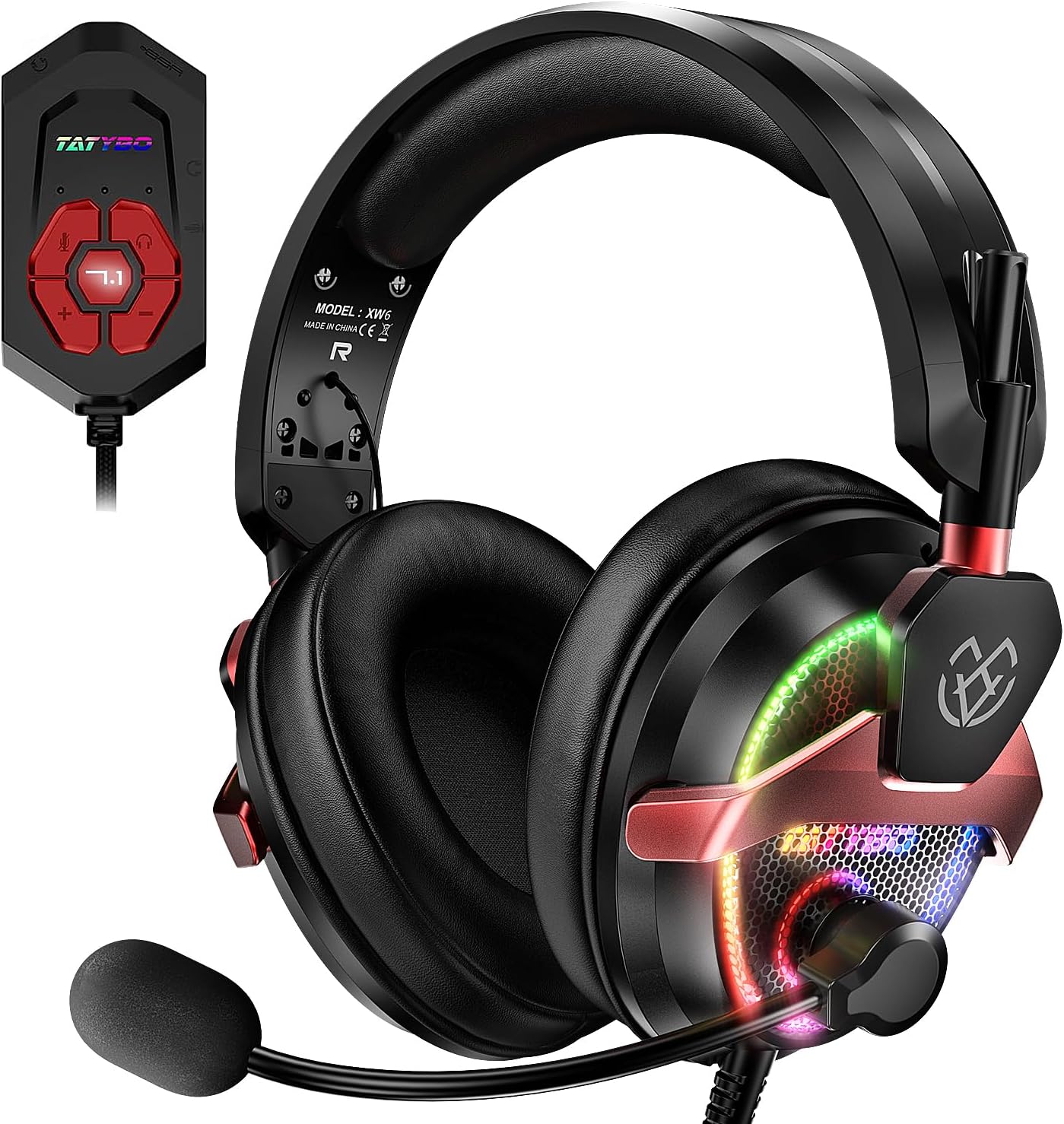 PC Gaming Headset with Mic for PS5 PS4 Xbox, USB Headset with 7.1 Surround Sound, Wired 3.5mm Headphones, RGB PC Gaming Headset with Mic for PS5 PS4 Xbox, USB Headset with 7.1 Surround Sound, Wired 3.5mm Headphones, RGB