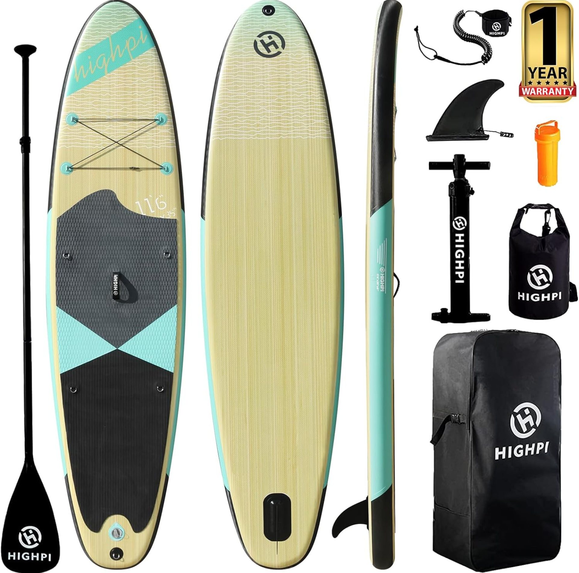 Highpi Inflatable Stand Up Paddle Board 11’x33”x6”W Premium SUP Accessories, Backpack, Wide Stance, Surf Control, Non-Slip Deck, Leash, Paddle and Pump,Standing Boat for Youth & Adult Highpi Inflatable Stand Up Paddle Board 11’x33”x6”W Premium SUP Accessories, Backpack, Wide Stance, Surf Control, Non-Slip Deck, Leash, Paddle and Pump,Standing Boat for Youth & Adult