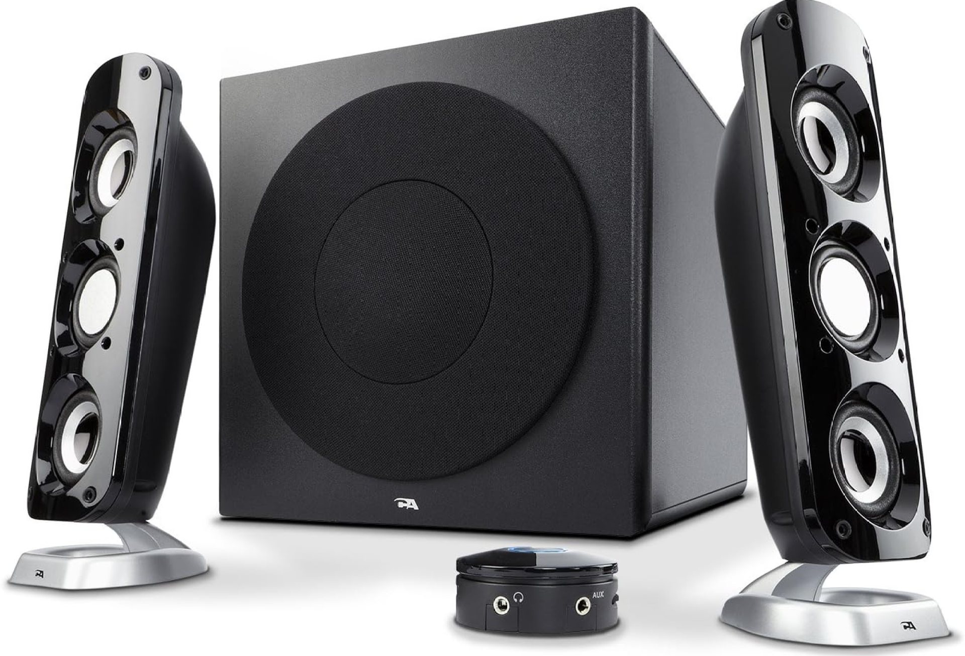 Cyber Acoustics CA-3908 2.1 Multimedia Speaker System with Subwoofer, 92 Watts Peak Power, Deep Bass, Perfect for Music, Movies, and Games on Desktops, Laptops, Consoles Cyber Acoustics CA-3908 2.1 Multimedia Speaker System with Subwoofer, 92 Watts Peak Power, Deep Bass, Perfect for Music, Movies, and Games on Desktops, Laptops, Consoles