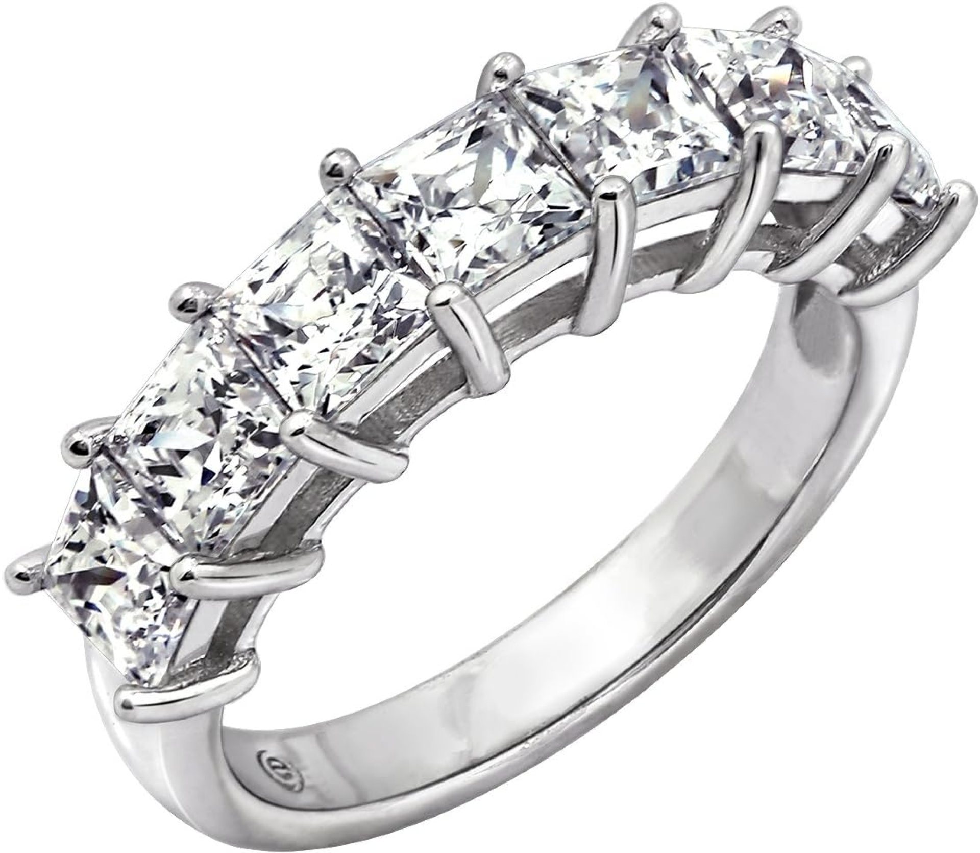 Amazon Essentials Platinum-Plated Sterling Silver Infinite Elements Princess Cut Cubic Zirconia Ring (1 cttw, 2 cttw, or 3 cttw) (previously Amazon Collection) Amazon Essentials Platinum-Plated Sterling Silver Infinite Elements Princess Cut Cubic Zirconia Ring (1 cttw, 2 cttw, or 3 cttw) (previously Amazon Collection)