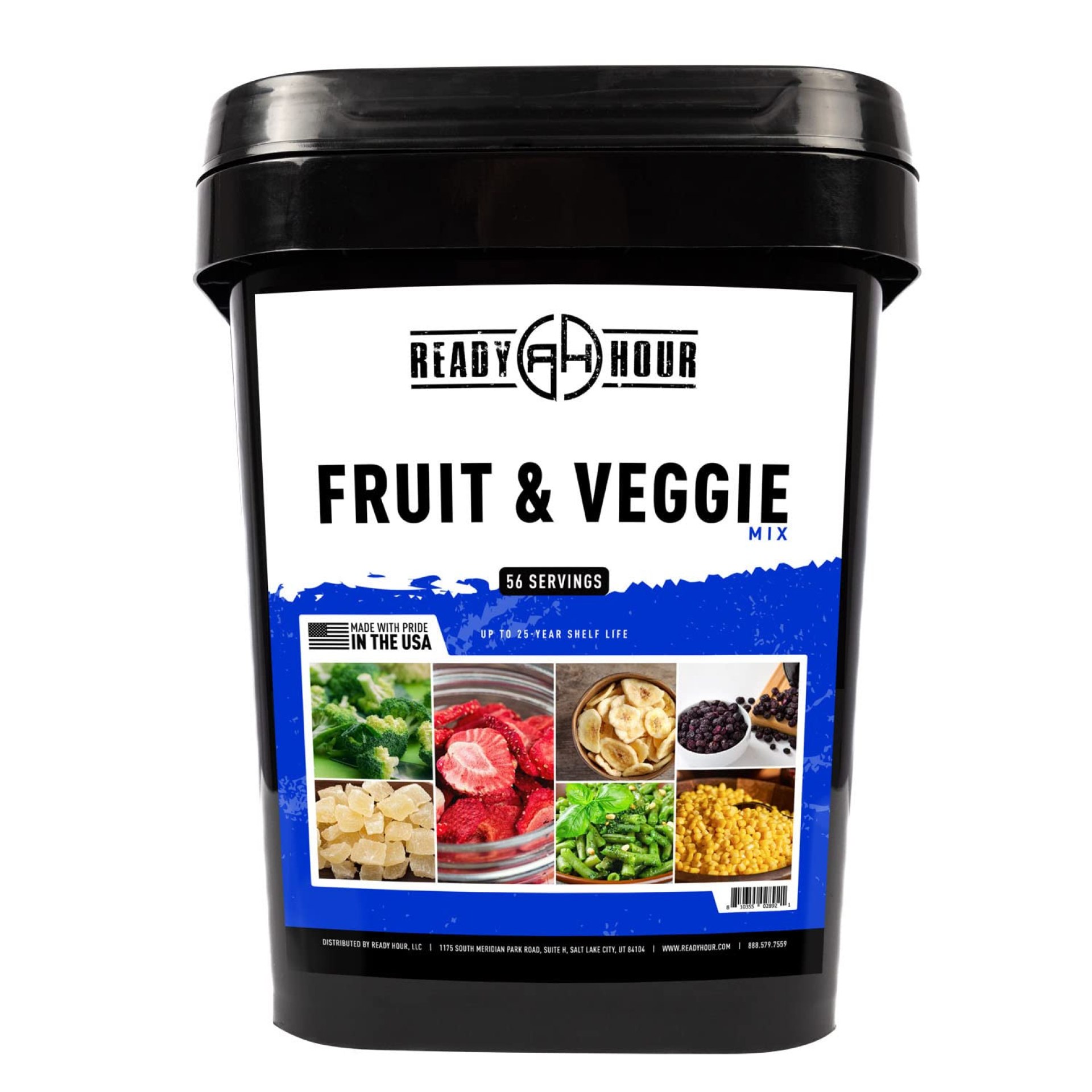 Ready Hour, Fruit & Veggie Mix, Non-Perishable Freeze-Dried Food, 30-Year Shelf Life, Portable Emergency and Adventure Food Supply, Durable Flood Safe Container, 56 Servings Ready Hour, Fruit & Veggie Mix, Non-Perishable Freeze-Dried Food, 30-Year Shelf Life, Portable Emergency and Adventure Food Supply, Durable Flood Safe Container, 56 Servings