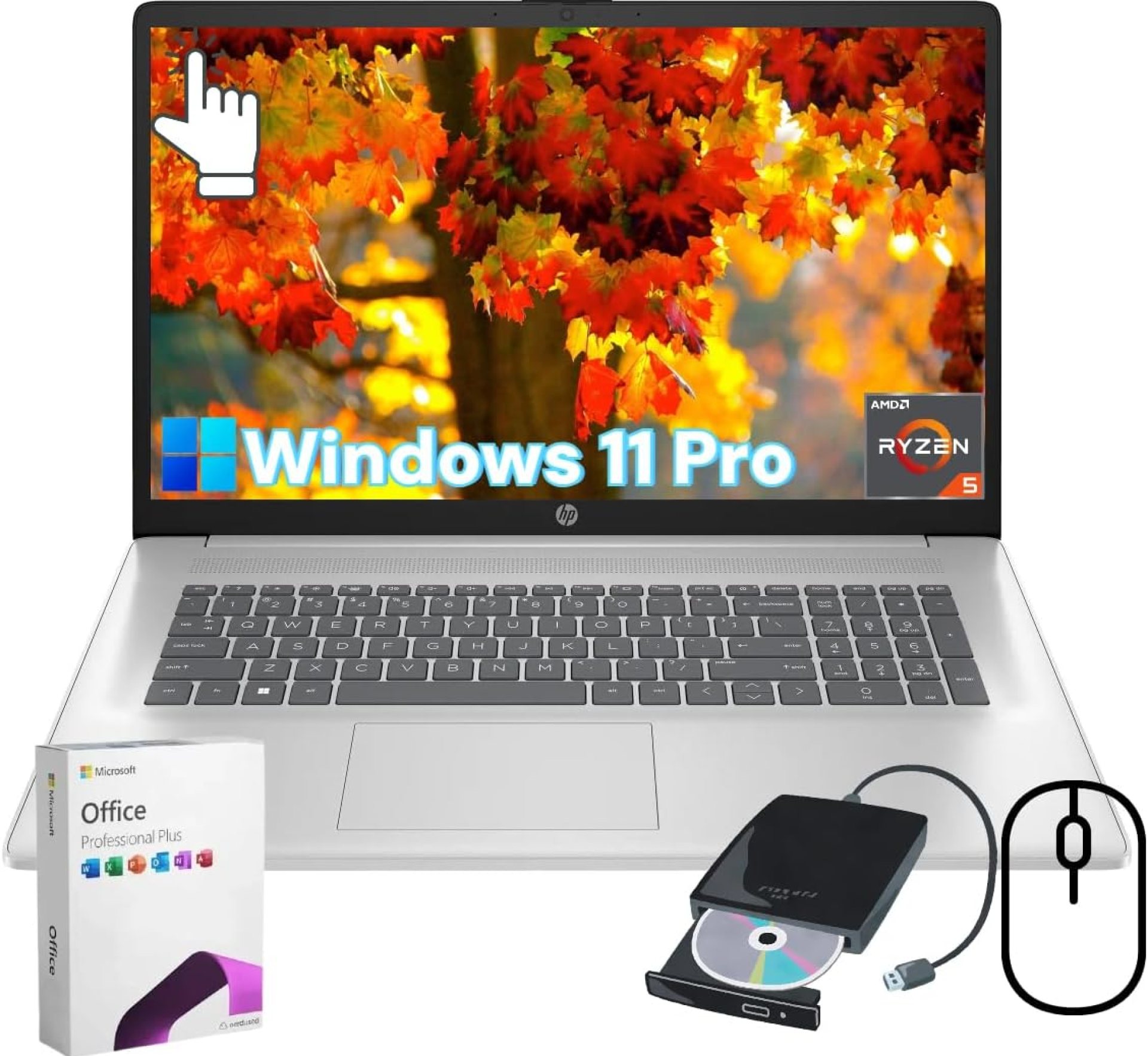 HP Flagship 17.3 Touchscreen Laptop Computer – 17.3 HD+ 250-Nits Display, AMD Ryzen 5 7530U(Beat i7-1165G7), 64GB RAM, 2TB SSD, WiFi 6, Numeric Keypad, Win 11 Pro & Office Pro & External DVD Driver HP Flagship 17.3 Touchscreen Laptop Computer – 17.3 HD+ 250-Nits Display, AMD Ryzen 5 7530U(Beat i7-1165G7), 64GB RAM, 2TB SSD, WiFi 6, Numeric Keypad, Win 11 Pro & Office Pro & External DVD Driver