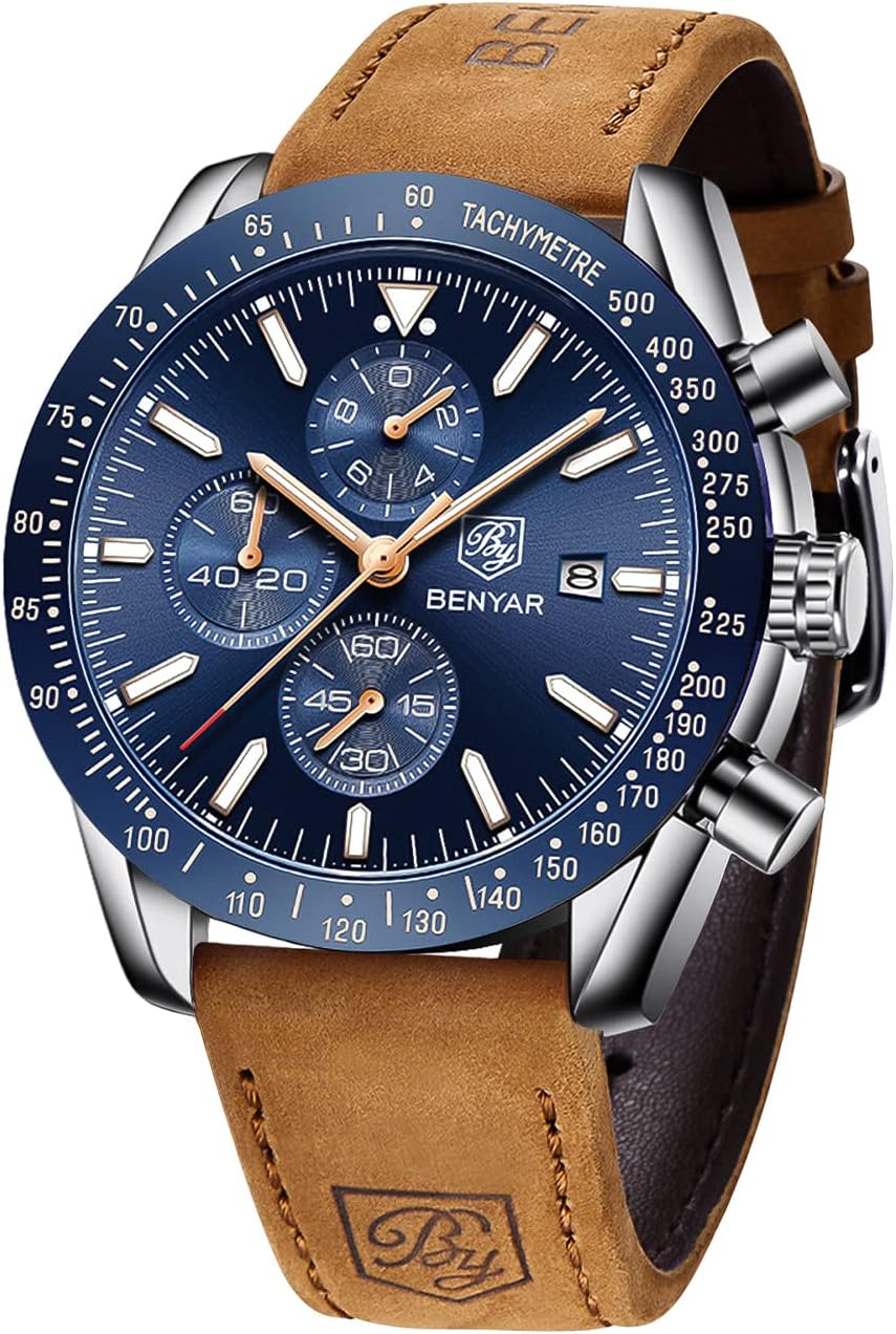 BY BENYAR Watch for Men Analog Quartz Chronograph Waterproof Luminous Designer Mens Wrist Watches Business Work Sport Casual Dress Watch with Silicone Strap Elegant Gifts for Men BY BENYAR Watch for Men Analog Quartz Chronograph Waterproof Luminous Designer Mens Wrist Watches Business Work Sport Casual Dress Watch with Silicone Strap Elegant Gifts for Men
