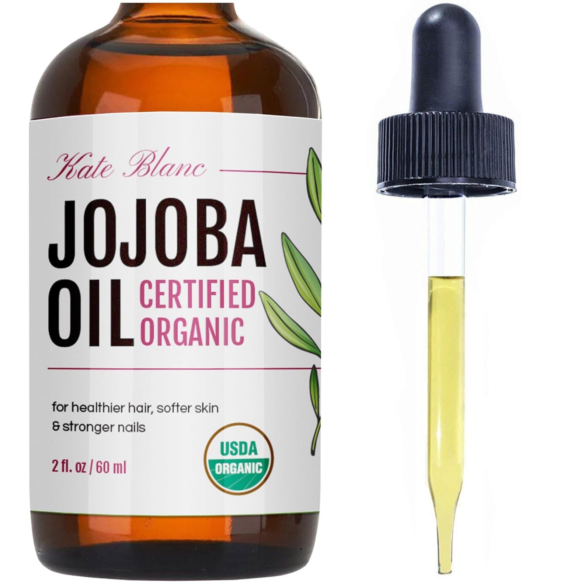 Kate Blanc Cosmetics Jojoba Oil for Hair, Face & Skin. Gua Sha Oil for Face Massage & Dermaplaning (2oz, Organic, 100% Pure, Natural) Kate Blanc Cosmetics Jojoba Oil for Hair, Face & Skin. Gua Sha Oil for Face Massage & Dermaplaning (2oz, Organic, 100% Pure, Natural)