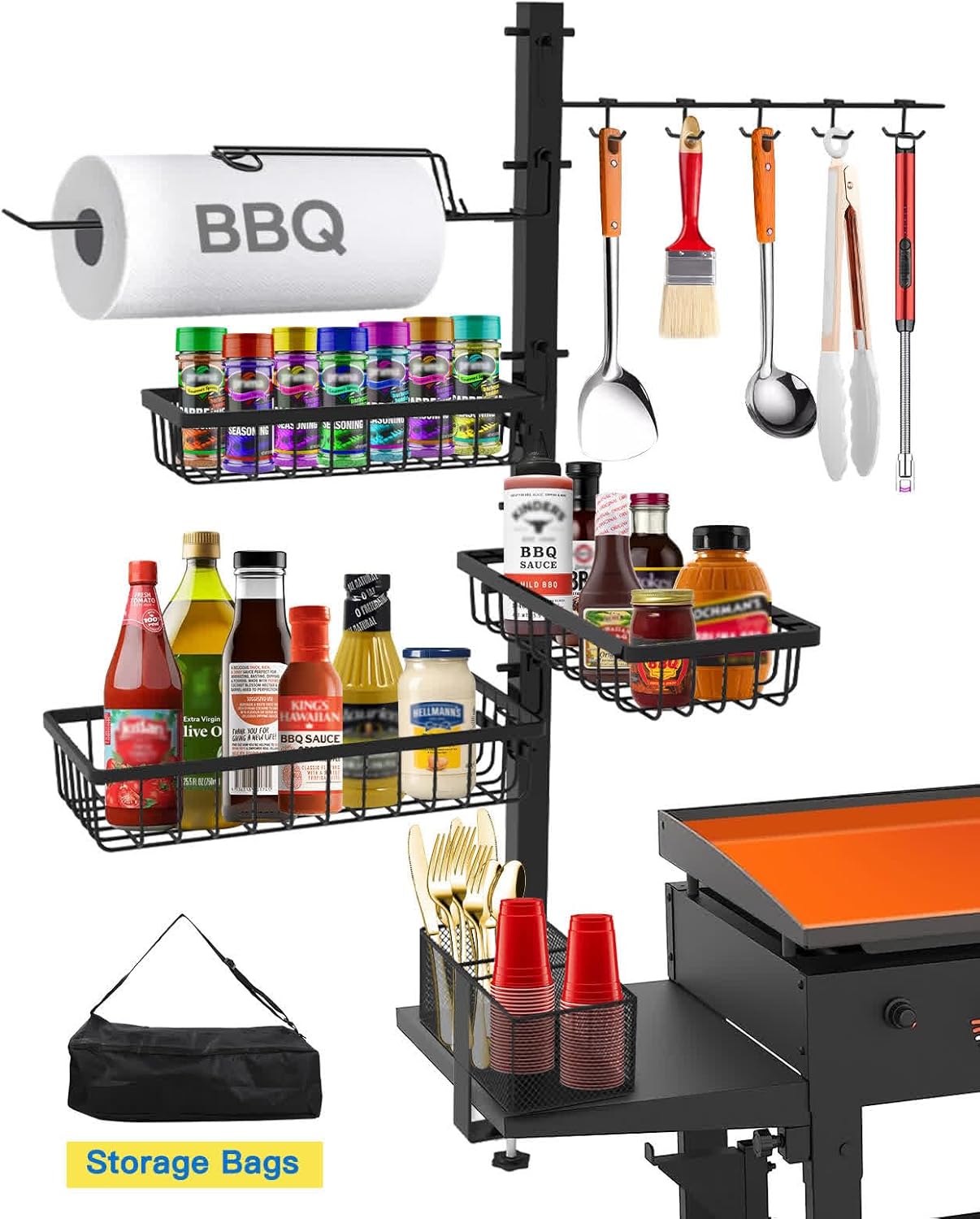 Griddle Caddy for Blackstone Griddle Accessories, BBQ Grill Caddy with Paper Towel Holder, Outdoor Kitchen Accessories for Camper, Grill Accessories Organizer, Condiment Caddy, Gifts for Men Griddle Caddy for Blackstone Griddle Accessories, BBQ Grill Caddy with Paper Towel Holder, Outdoor Kitchen Accessories for Camper, Grill Accessories Organizer, Condiment Caddy, Gifts for Men