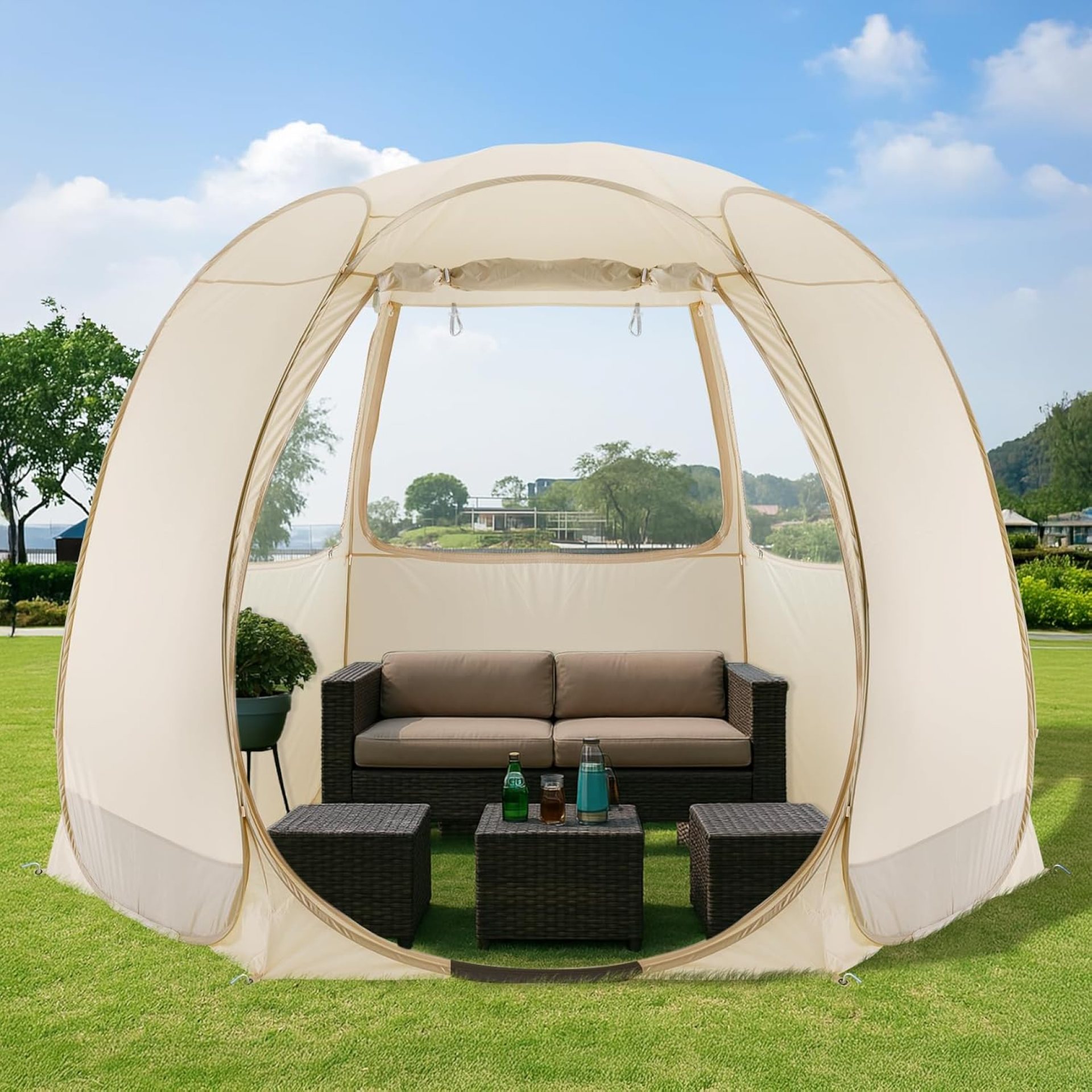 Alvantor Screen House Gazebo, 6-10-15 Person Pop Up Igloo Screened Canopy Tent with Mosquito Netting Sides, Instant UV Resistant Sun Shelter for Garden, Patio, Backyard Alvantor Screen House Gazebo, 6-10-15 Person Pop Up Igloo Screened Canopy Tent with Mosquito Netting Sides, Instant UV Resistant Sun Shelter for Garden, Patio, Backyard