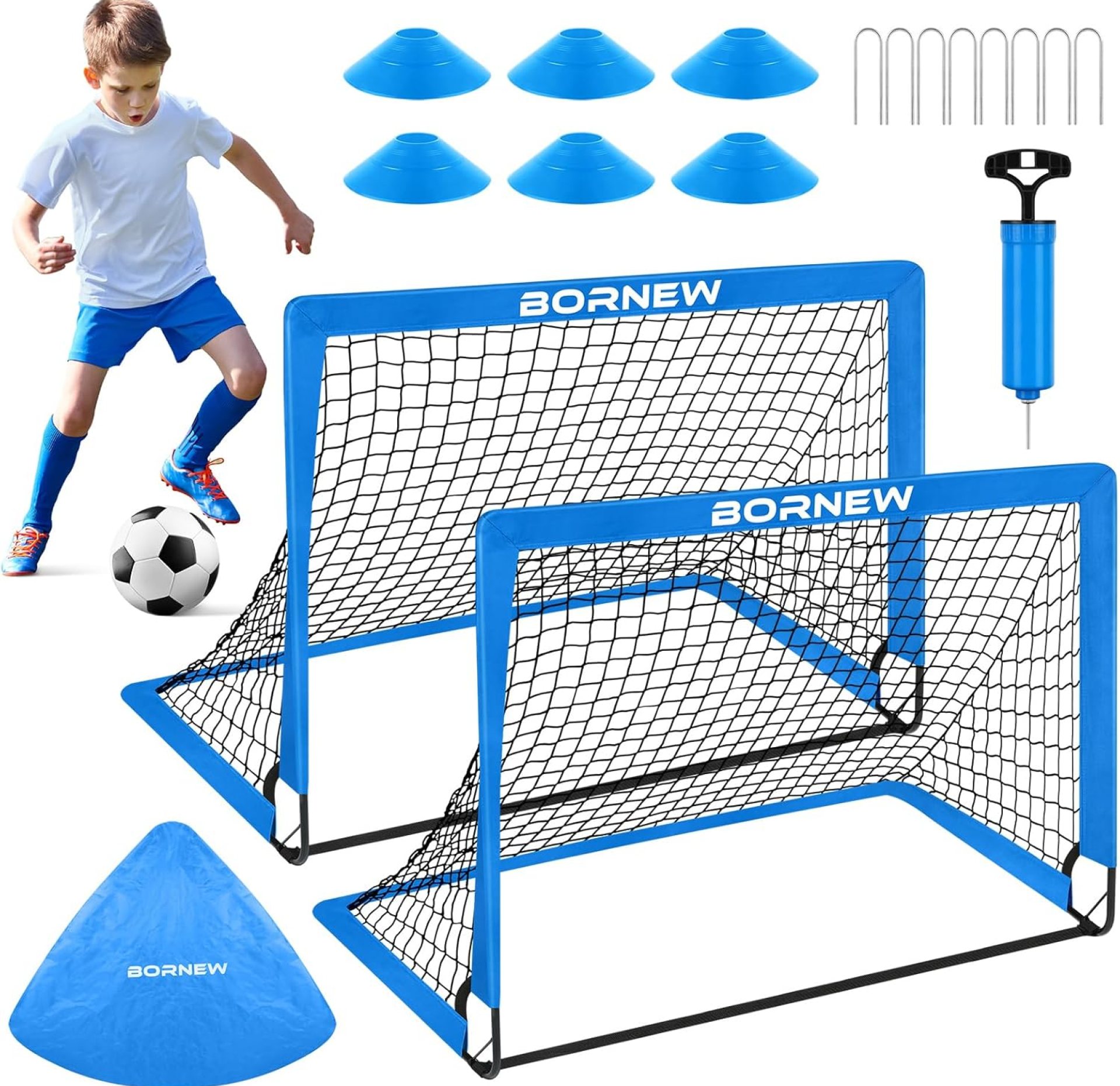 Kids Soccer Goal for Backyard Set – 2 Set of 6X4 / 4X3 ft Toddler Soccer Nets Training Equipment, Soccer Ball, Pop Up Portable Soccer Set for Kids and Youth Games and Training Goals Ages 3-16 Gift Kids Soccer Goal for Backyard Set – 2 Set of 6X4 / 4X3 ft Toddler Soccer Nets Training Equipment, Soccer Ball, Pop Up Portable Soccer Set for Kids and Youth Games and Training Goals Ages 3-16 Gift