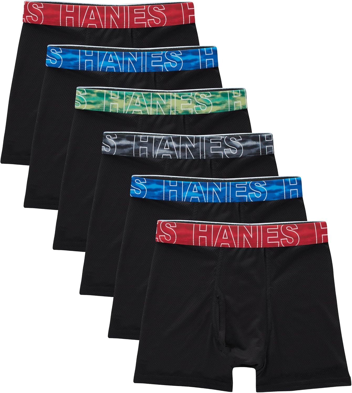 Hanes Boys’ Big Performance Tween Boxer Brief Pack, X-Temp Mesh Stretch Underwear, Black, 6-Pack Hanes Boys’ Big Performance Tween Boxer Brief Pack, X-Temp Mesh Stretch Underwear, Black, 6-Pack
