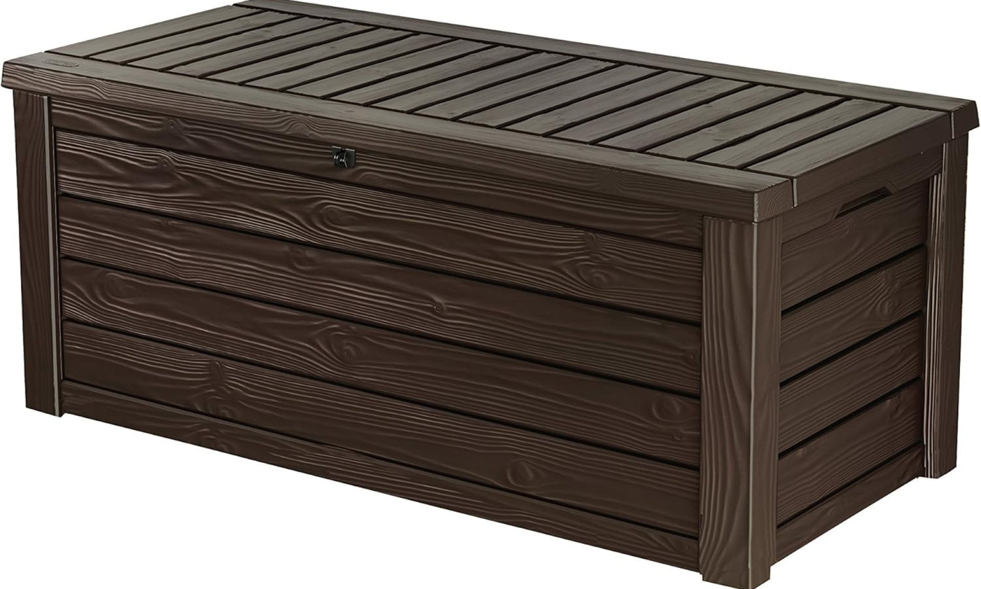 Keter Outdoor Storage Deck Box, 150 Gallon Resin Patio Bin & Bench, Wood Grain, Brown Keter Outdoor Storage Deck Box, 150 Gallon Resin Patio Bin & Bench, Wood Grain, Brown