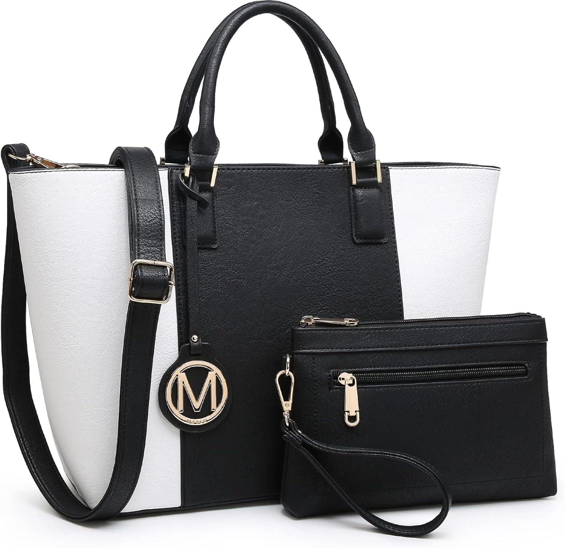 MKP Women Two Tone Large Tote Bags Top Handle Satchel Handbags Purses Set 2pcs MKP Women Two Tone Large Tote Bags Top Handle Satchel Handbags Purses Set 2pcs