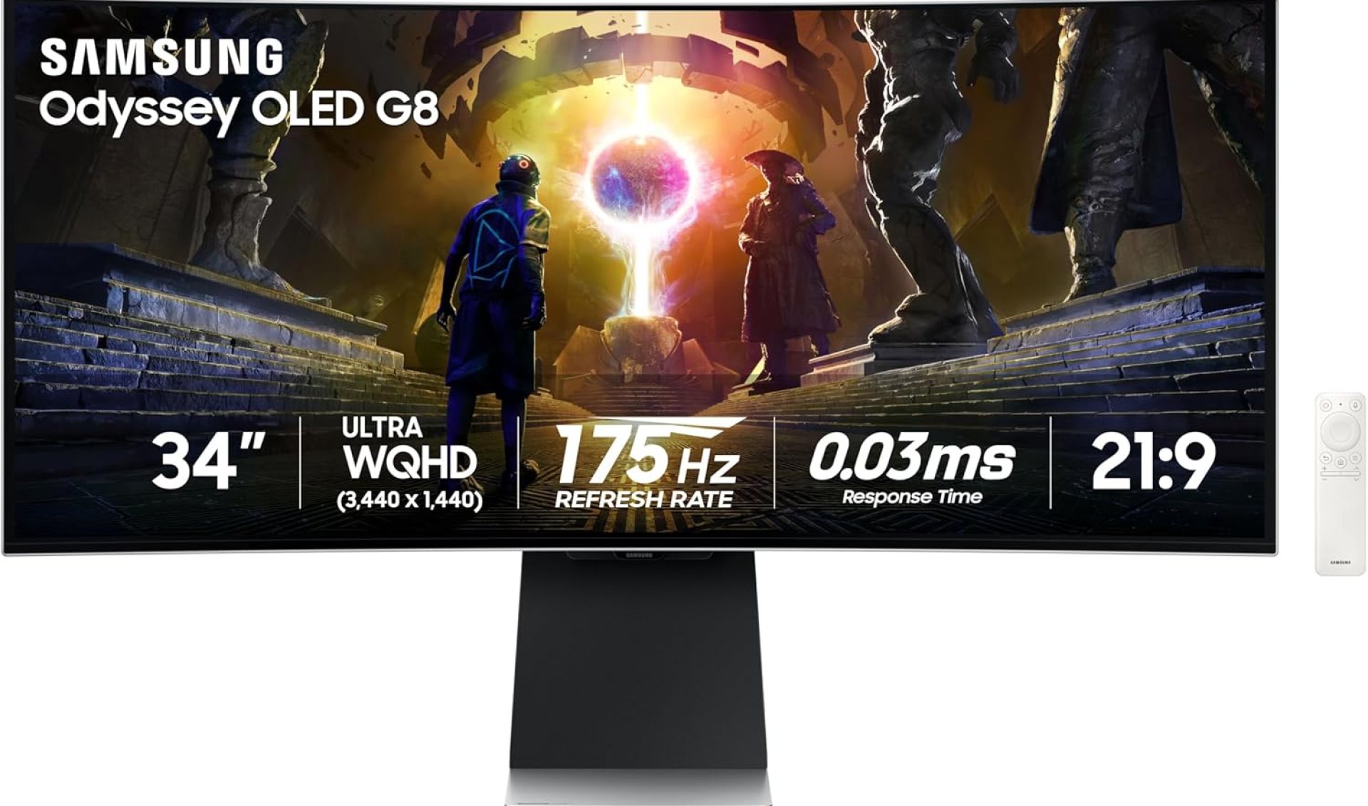 Samsung 34-Inch Odyssey QD-OLED G8 (G85SD) Series 4K Ultra-QWHD G-Sync Compatible Curved Gaming Monitor, 175Hz 0.03ms, Glare-Free Display, AMD FreeSync™ Premium Pro,Ergonomic Stand,LS34DG856SNXZA,2024 Samsung 34-Inch Odyssey QD-OLED G8 (G85SD) Series 4K Ultra-QWHD G-Sync Compatible Curved Gaming Monitor, 175Hz 0.03ms, Glare-Free Display, AMD FreeSync™ Premium Pro,Ergonomic Stand,LS34DG856SNXZA,2024