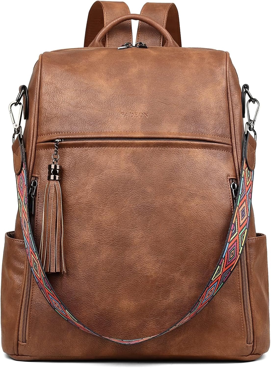 FADEON Leather Laptop Backpack for Women Designer 15.6 inch PU Laptop Bag, Ladies Travel Computer Work Backpack Brown FADEON Leather Laptop Backpack for Women Designer 15.6 inch PU Laptop Bag, Ladies Travel Computer Work Backpack Brown