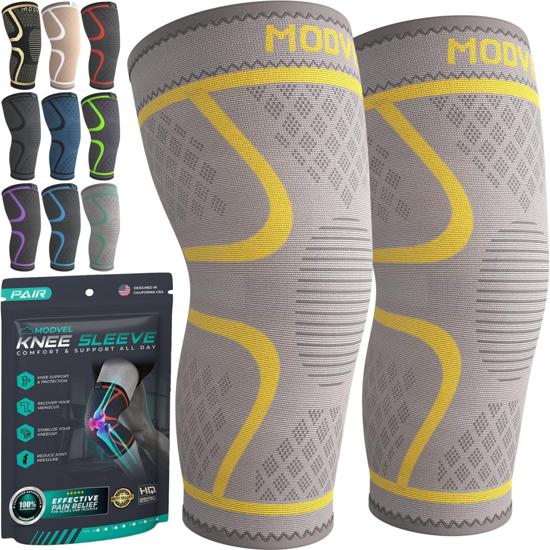 Modvel Compression Knee Brace for Women & Men, 2-Pack Knee Brace for Running Knee Pain, Knee Support Compression Sleeve, Workout Sports Knee Braces for Meniscus Tear, ACL & Arthritis Pain Relief Modvel Compression Knee Brace for Women & Men, 2-Pack Knee Brace for Running Knee Pain, Knee Support Compression Sleeve, Workout Sports Knee Braces for Meniscus Tear, ACL & Arthritis Pain Relief